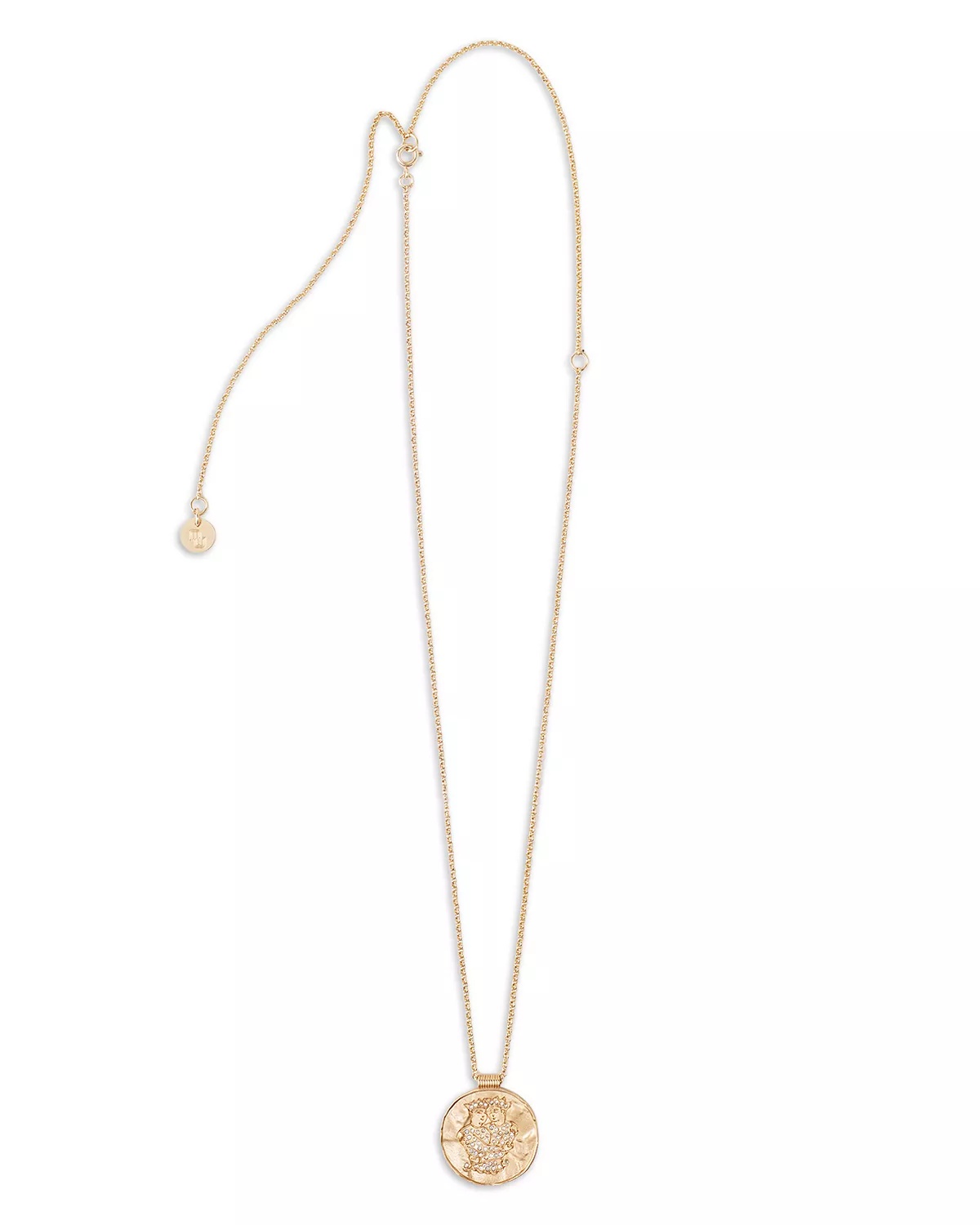 Rhinestone Zodiac Pendant Necklace in Gold Tone, 26.5"-29.5" - 2