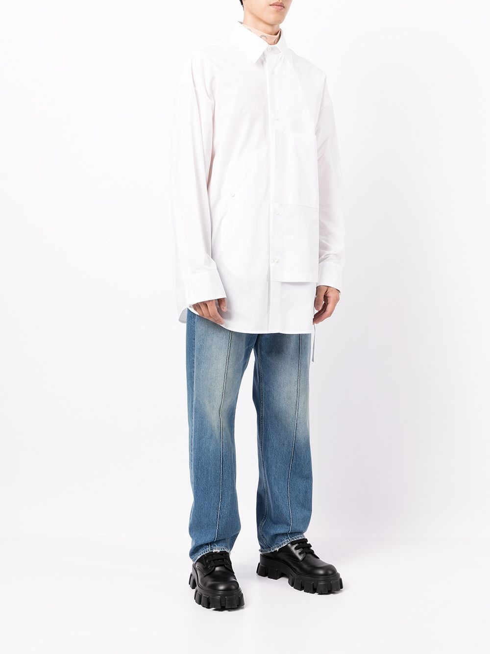 panelled longline shirt - 3