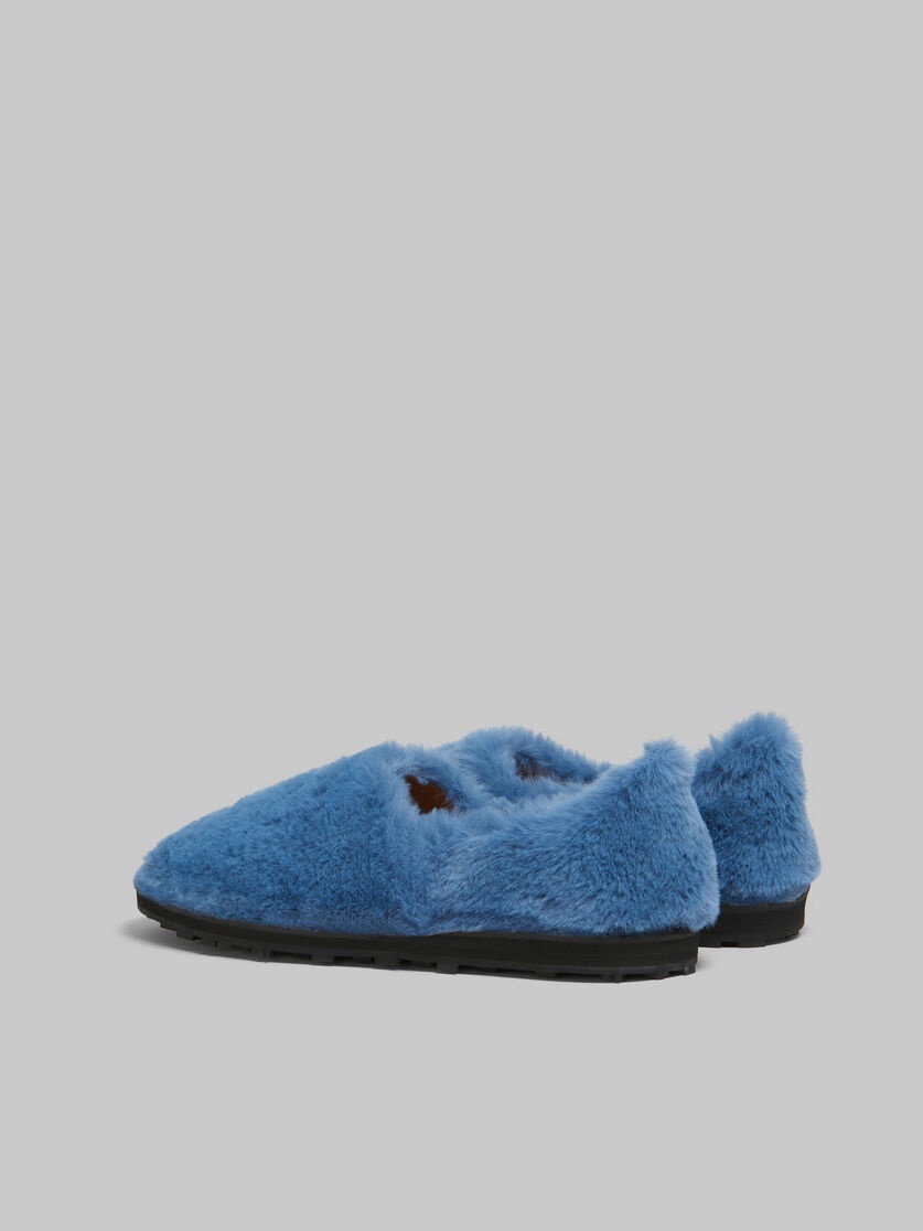 BLUE SLIP-ON LOAFER IN FAUX FUR - 3