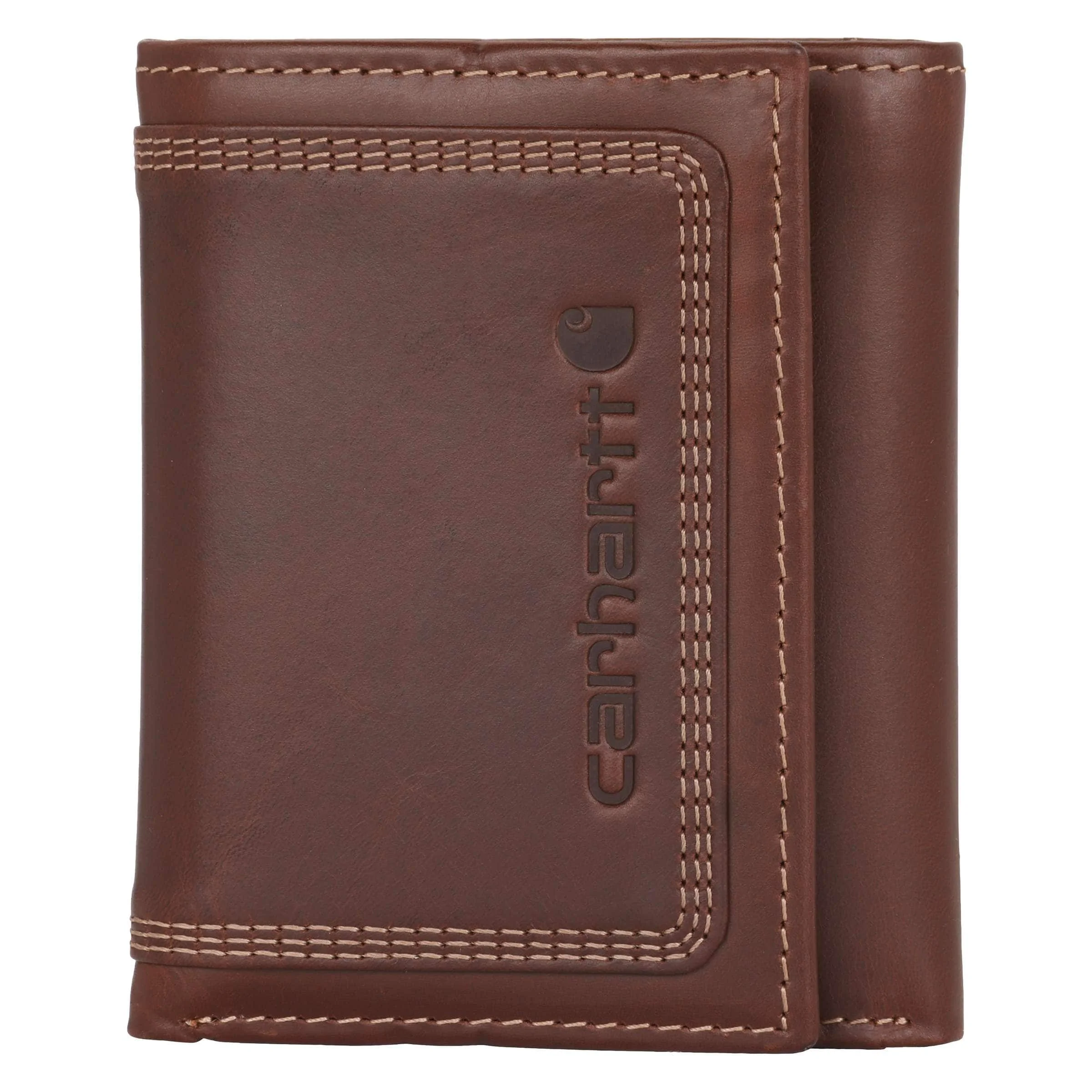 Leather Triple-Stitched Trifold Wallet - 1