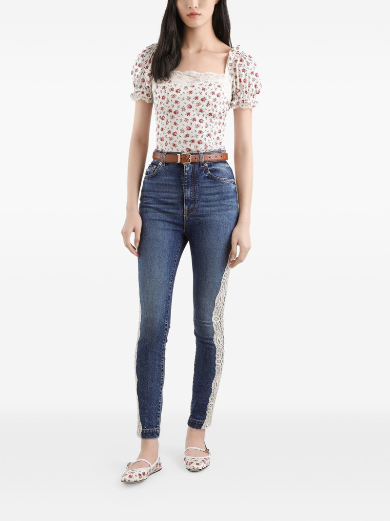 Dolce & Gabbana lace panel denim jeans outlook