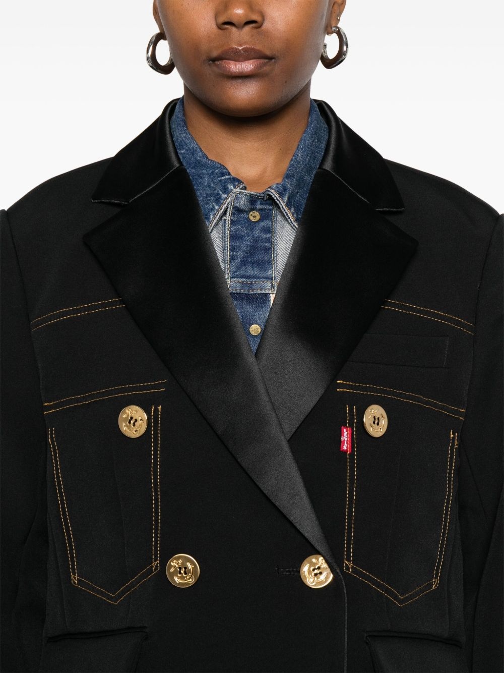 double-breasted denim blazer - 5