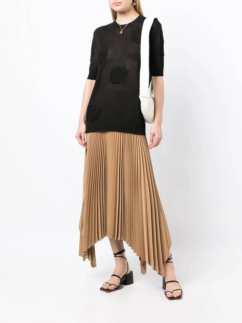 UMA WANG circle-motif short-sleeved knitted top outlook