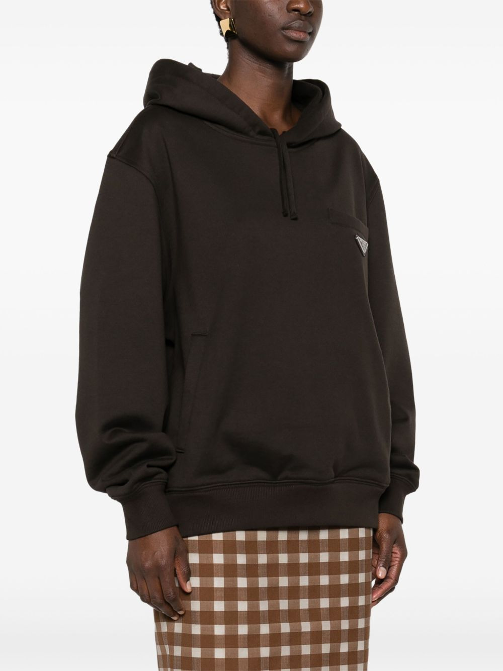 triangle-logo cotton hoodie - 3