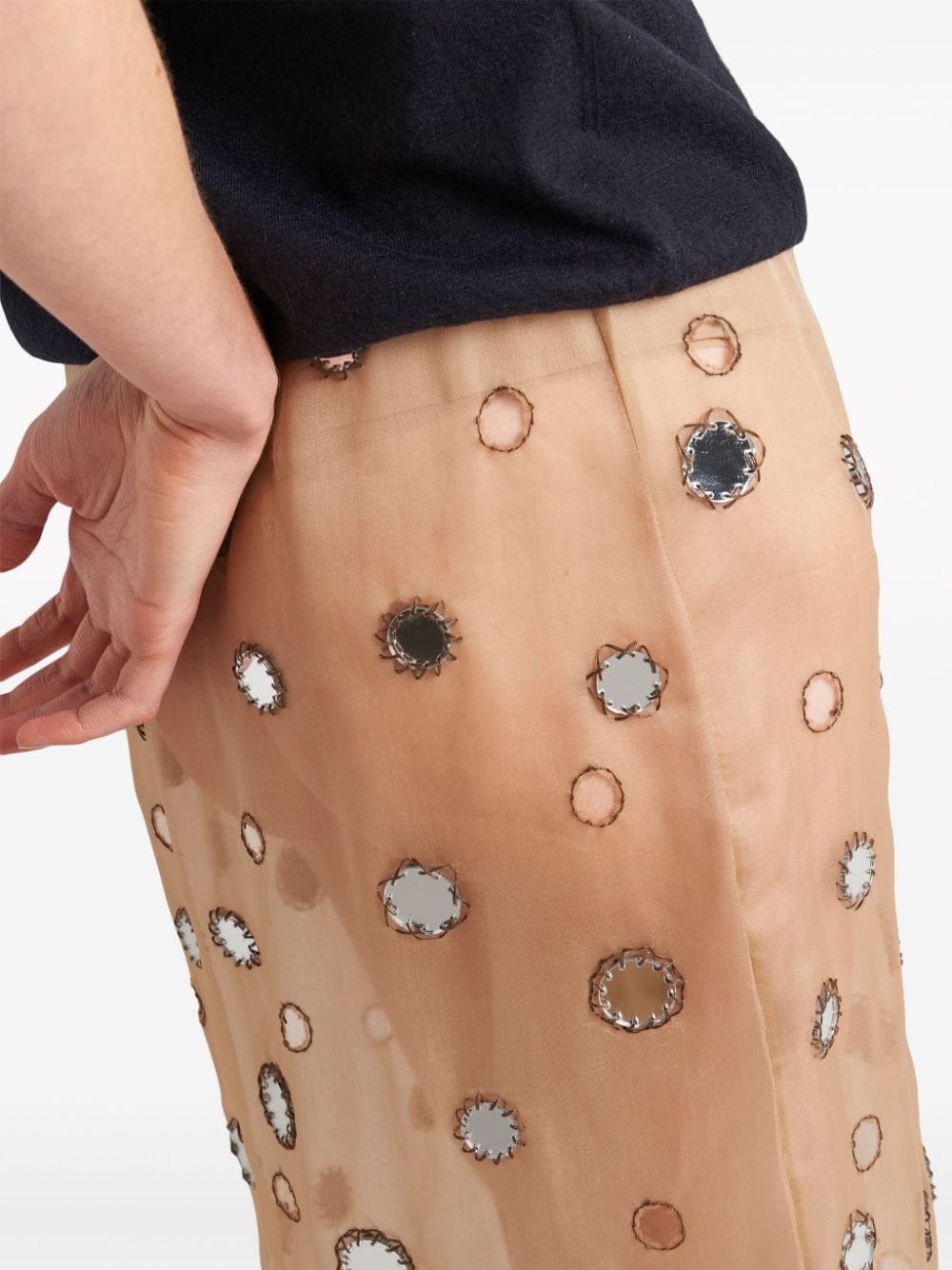 Prada Mirror-embellished organza midi-skirt | farfetch