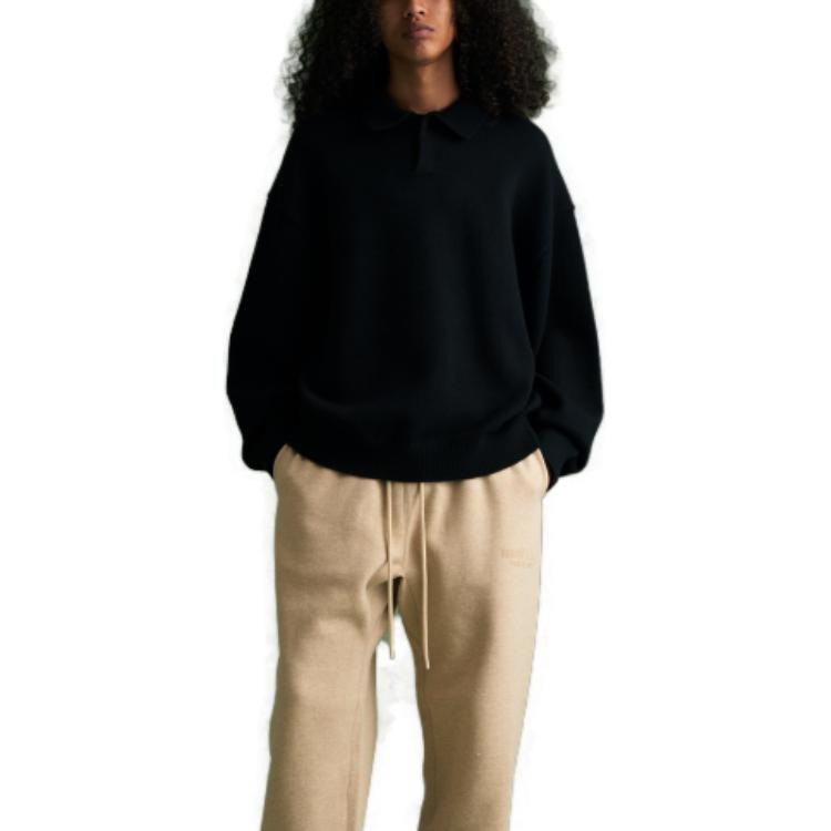 Fear of God Essentials FW23 Knit Polo Shirt 'Jet Black' 192BT232180F - 4