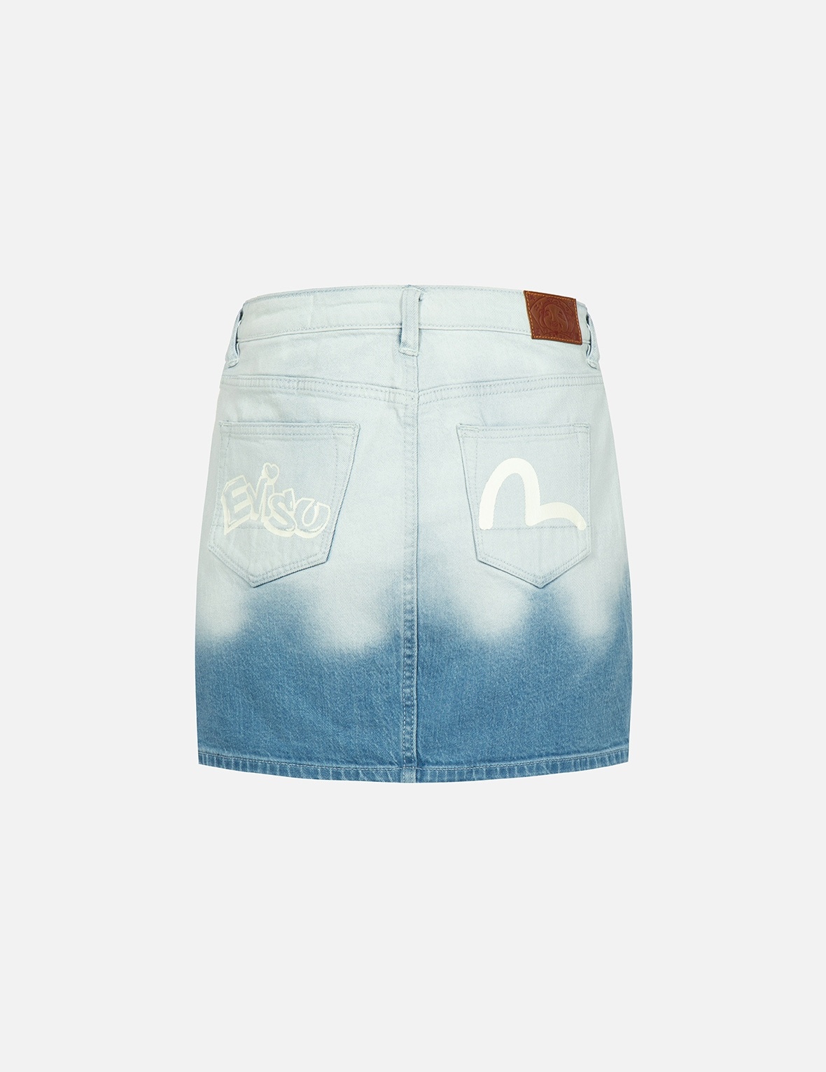 GRAFFITI LOGO AND SEAGULL PRINT BLEACHED DENIM SKIRT - 1