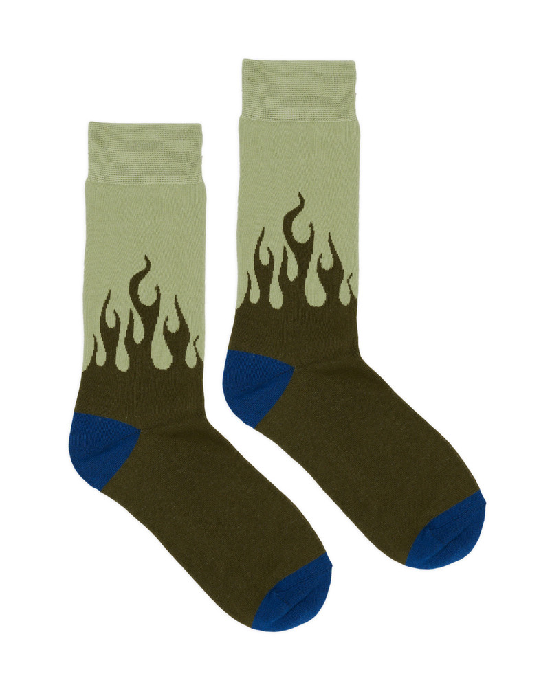 BRAIN DEAD Flames Dress Socks - Green outlook