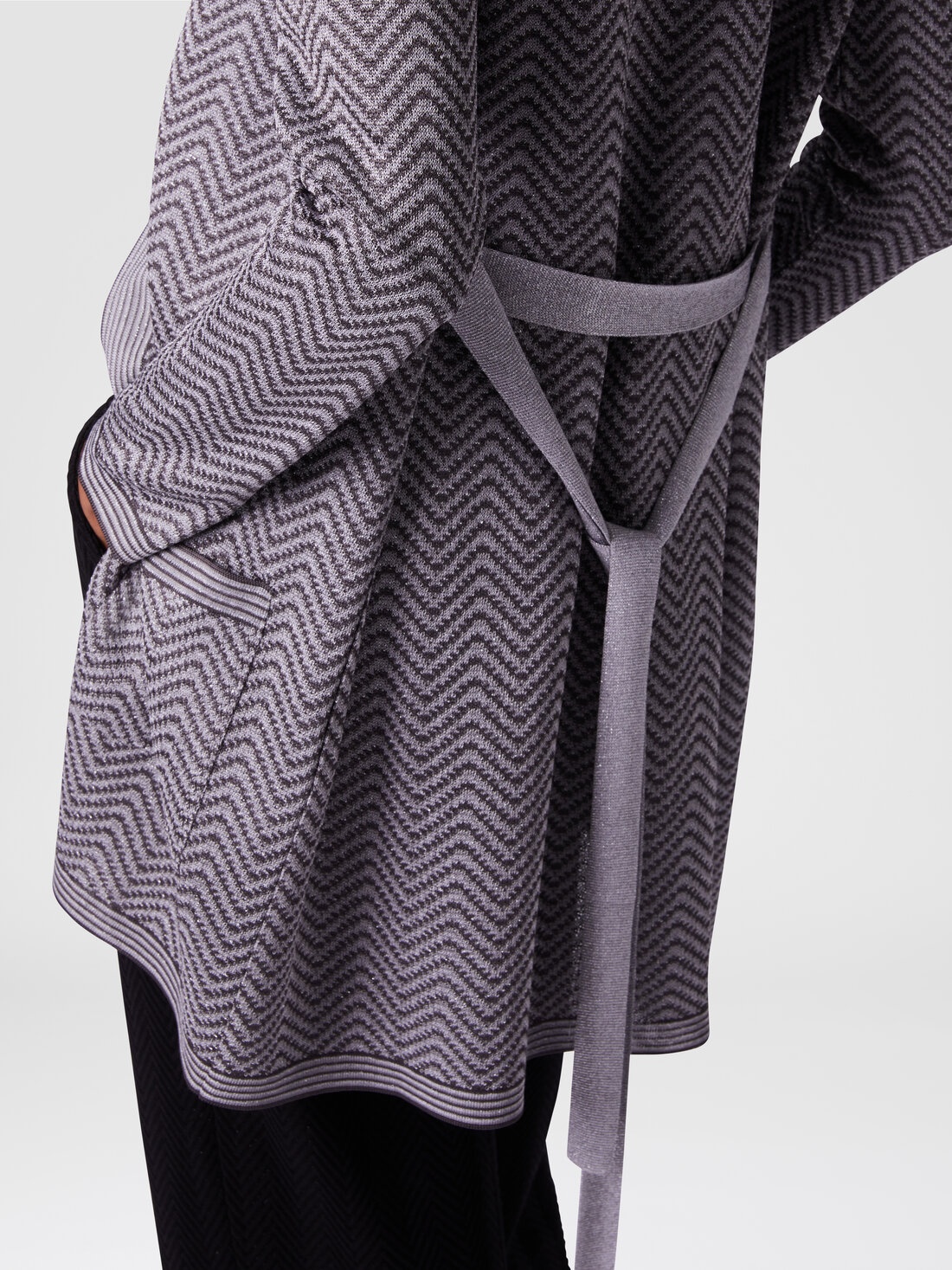 Cardigan wave pattern with belt - 5