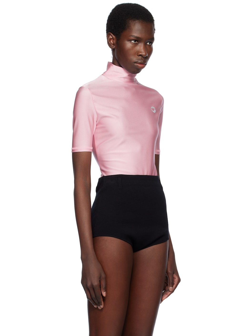 Pink High Neck Fitted Top - 2