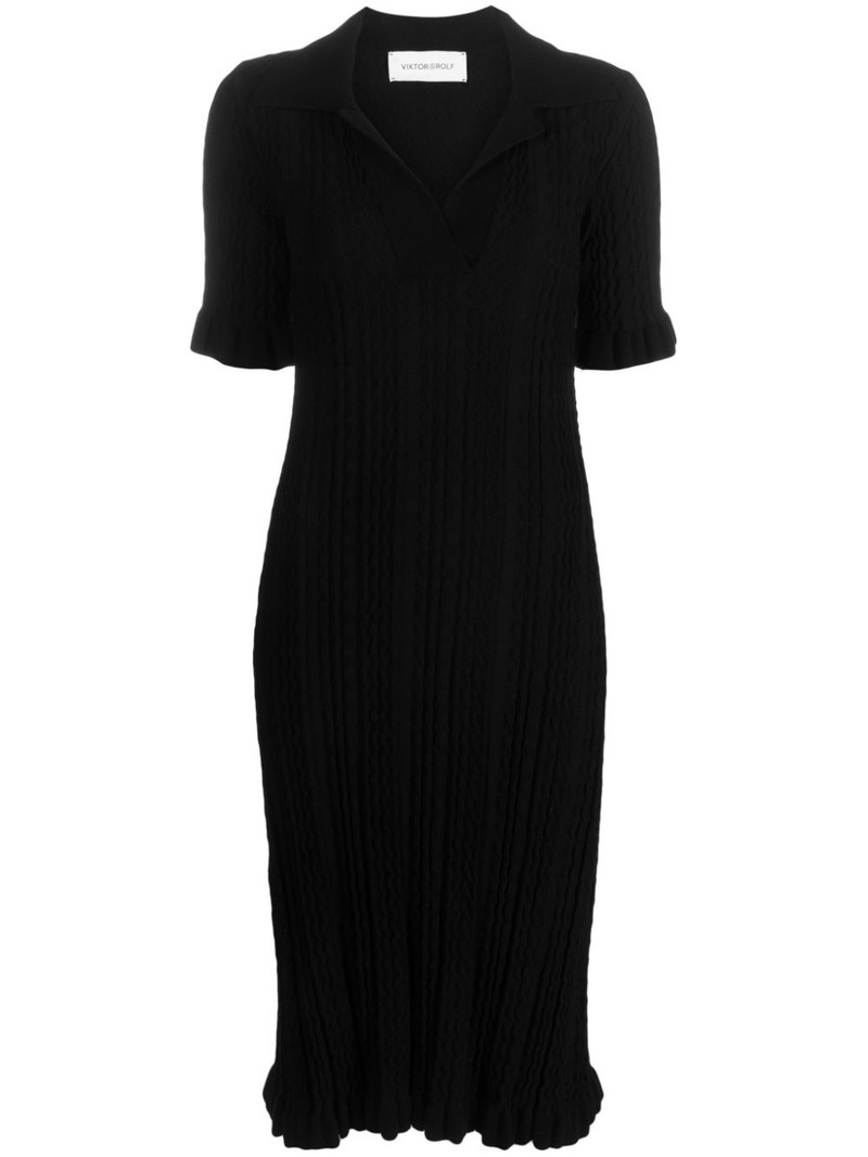 V-neck knitted midi dress 1