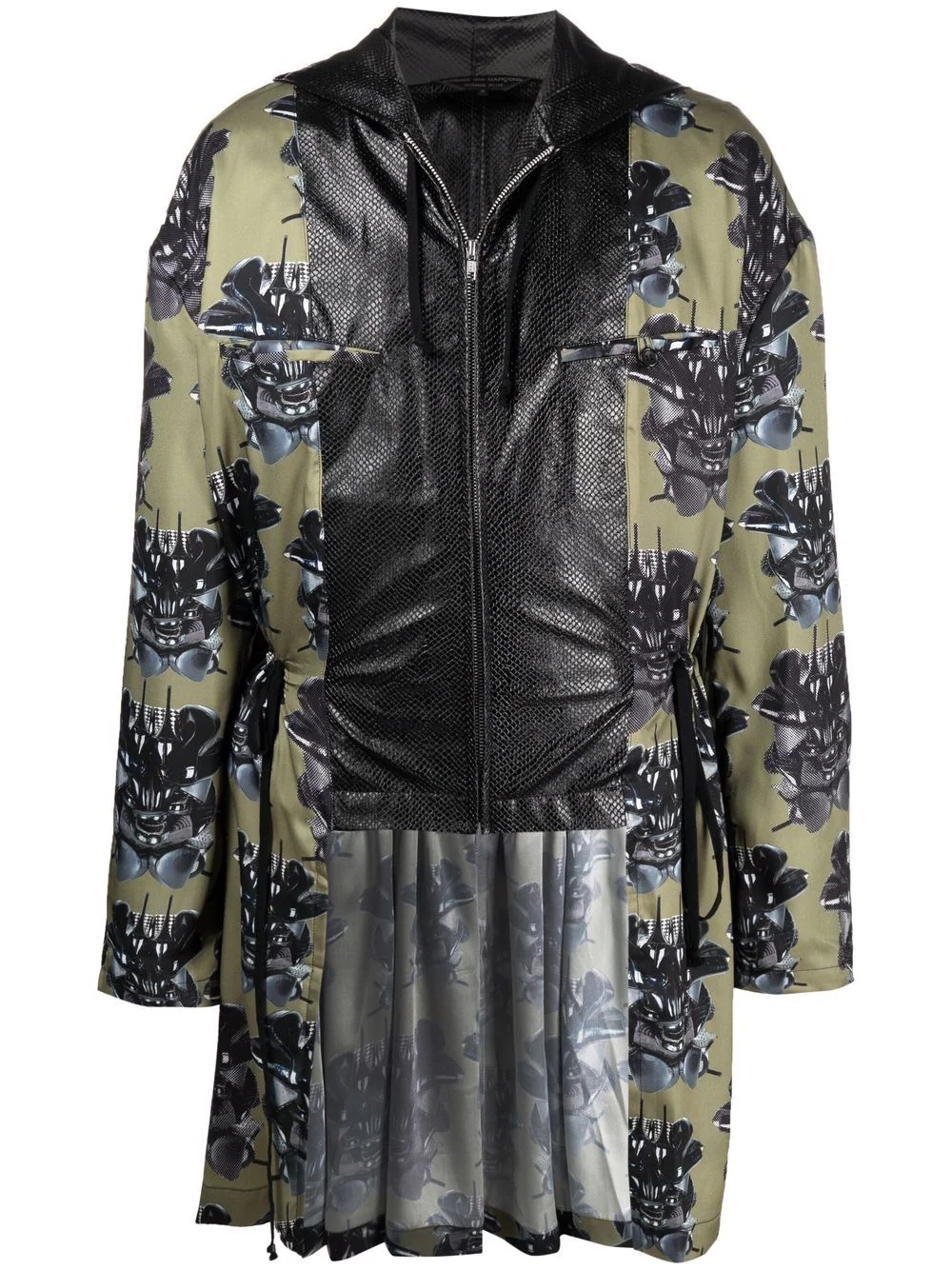 panelled graphic-print coat - 1