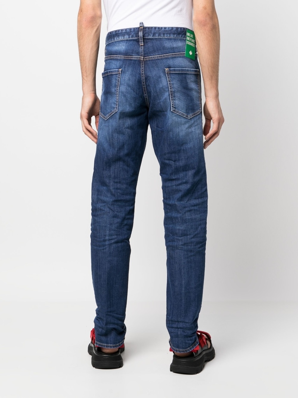 contrast-stitching stonewashed jeans - 5