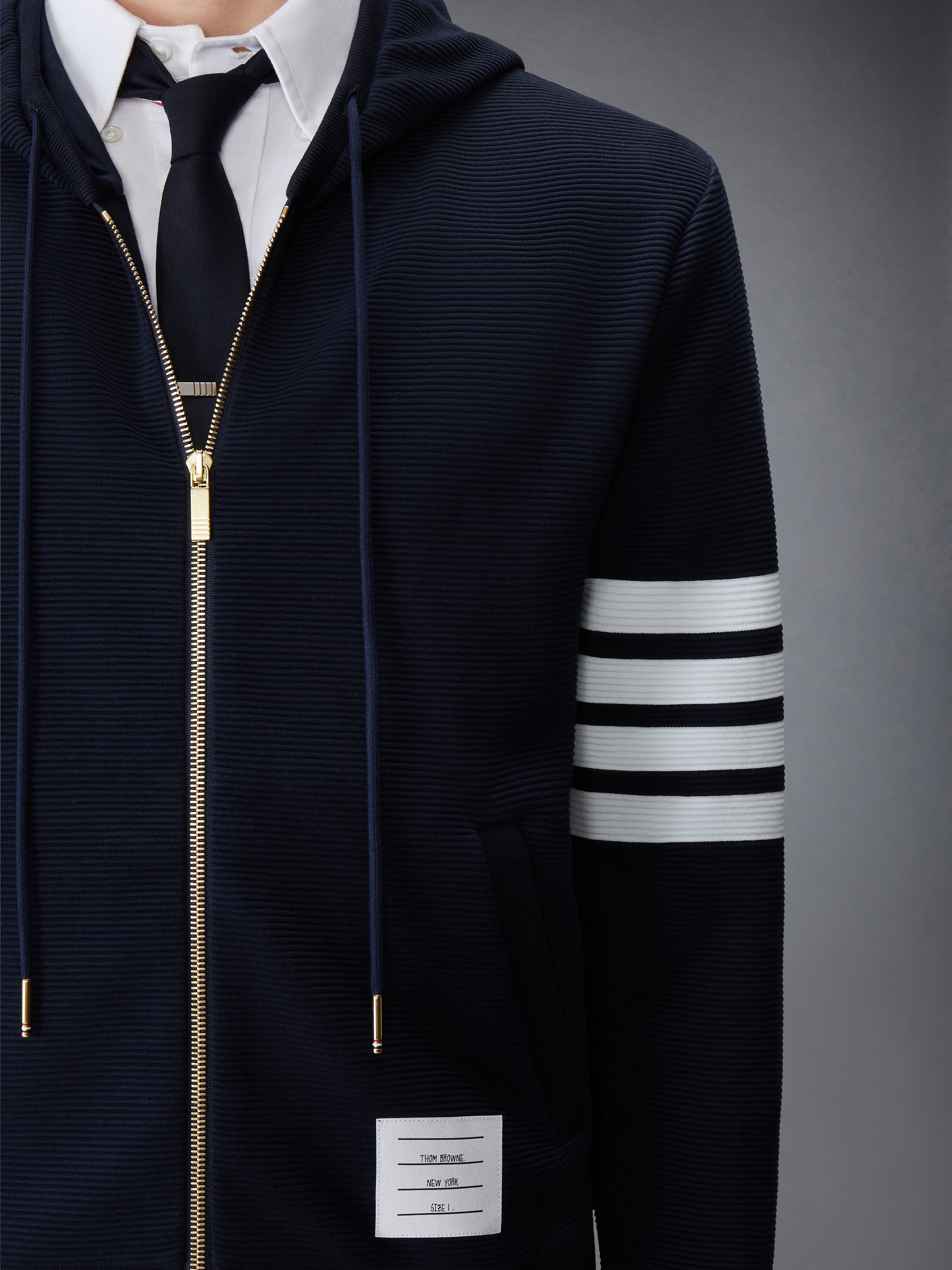 COTTON OTTOMAN 4-BAR ZIP HOODIE - 7
