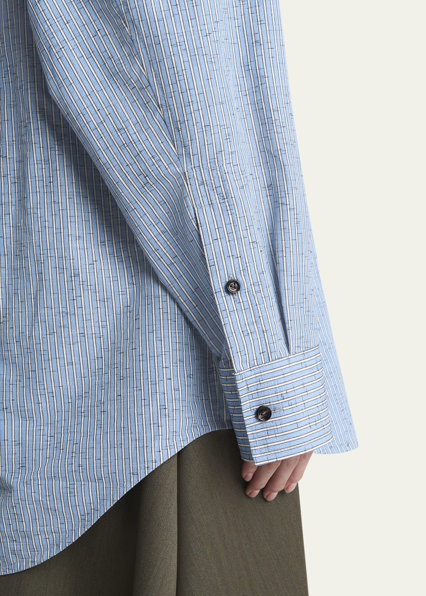 Stripe Irregular Cotton Linen Shirt - 5