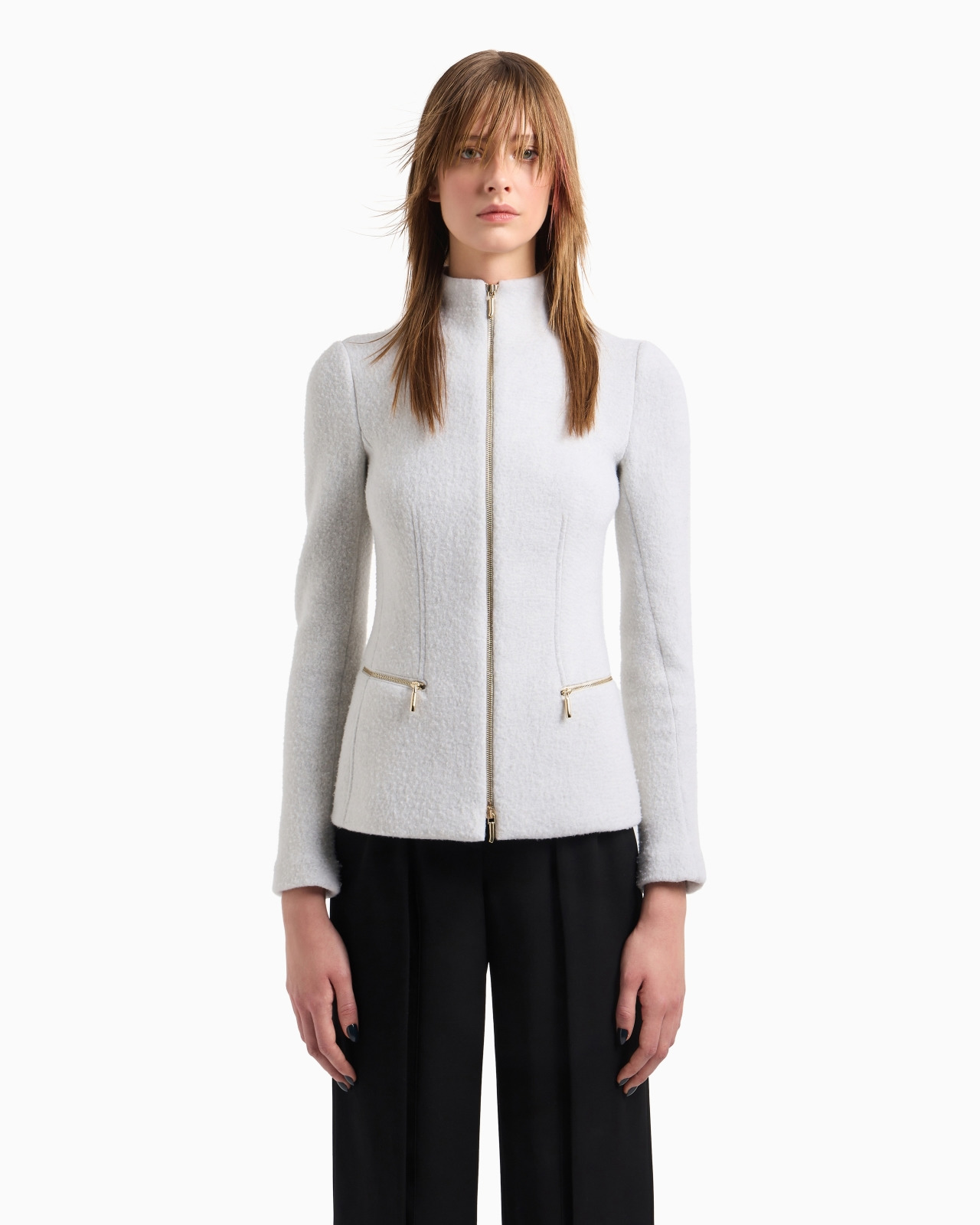 Cotton, wool and cashmere double cloth zipped jacket - 4