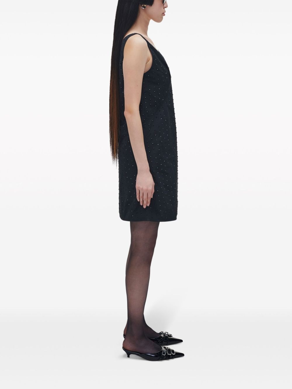crystal-embellished V-neck minidress - 3