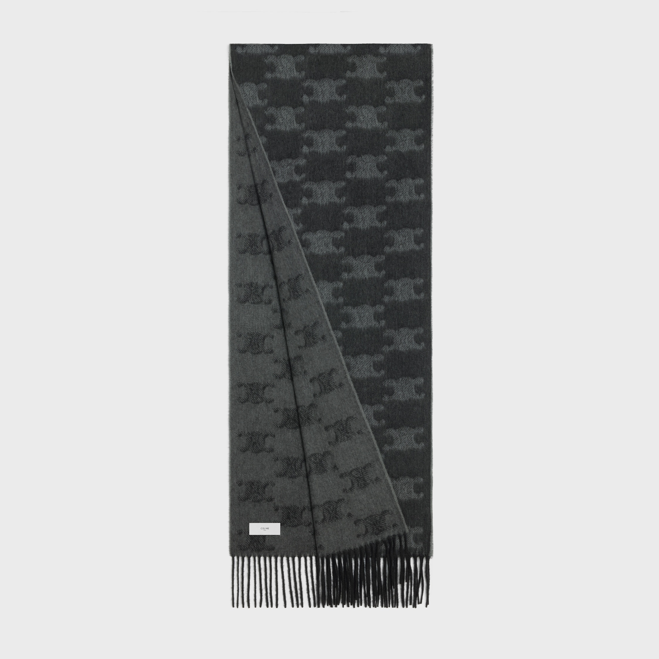 fringed scarf in monogram cashmere - 4