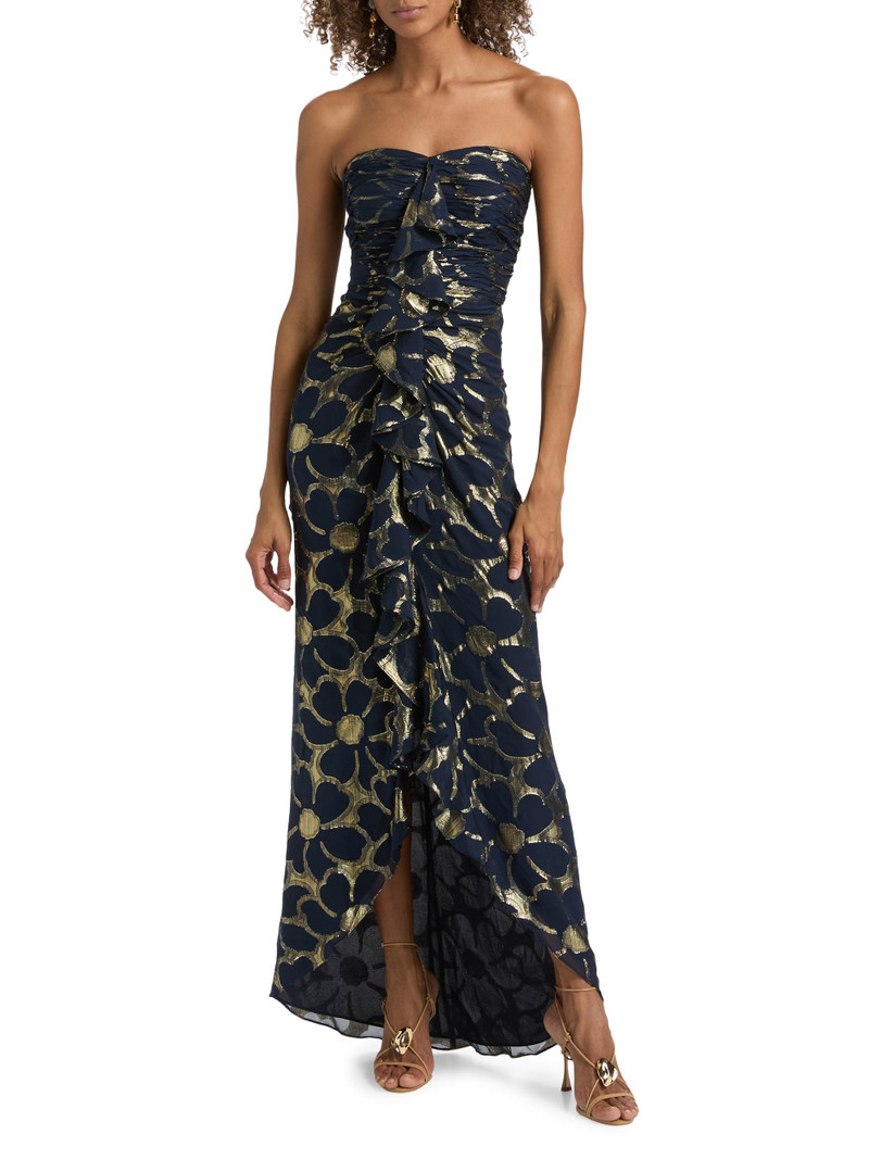 Women's Daisy Goldie Floral Strapless Gown - Navy Jacquard 3