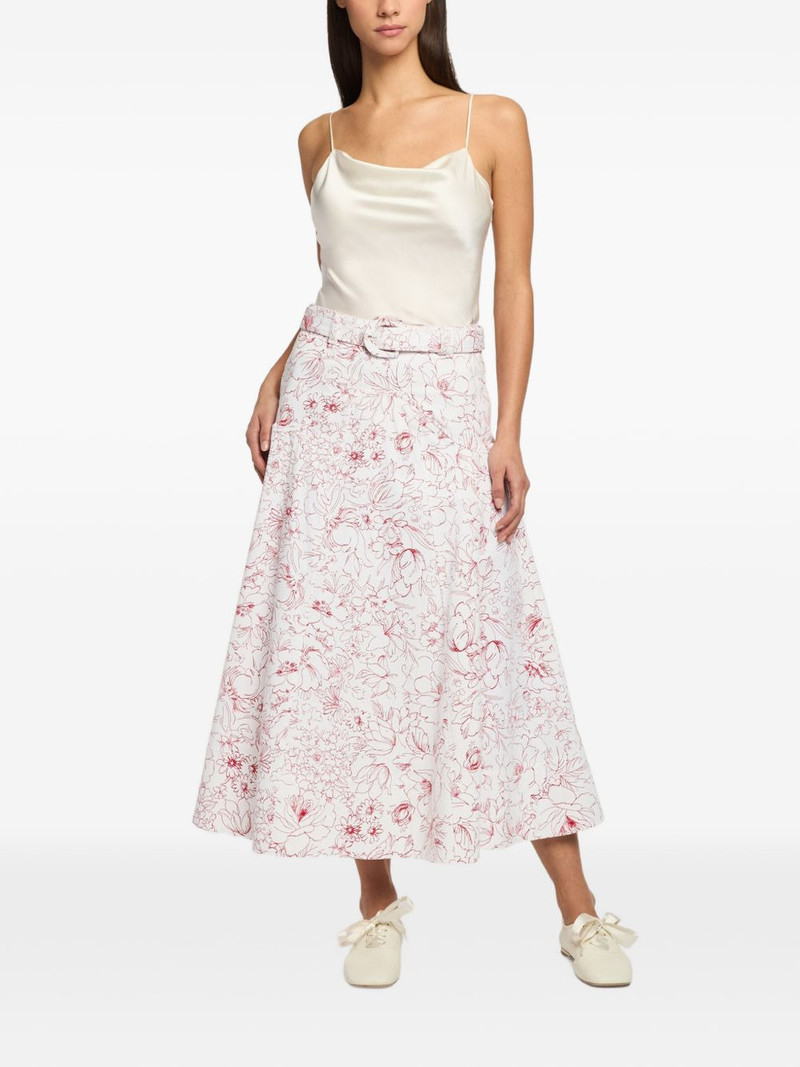 Cinq à Sept Nala floral-print belted midi skirt outlook