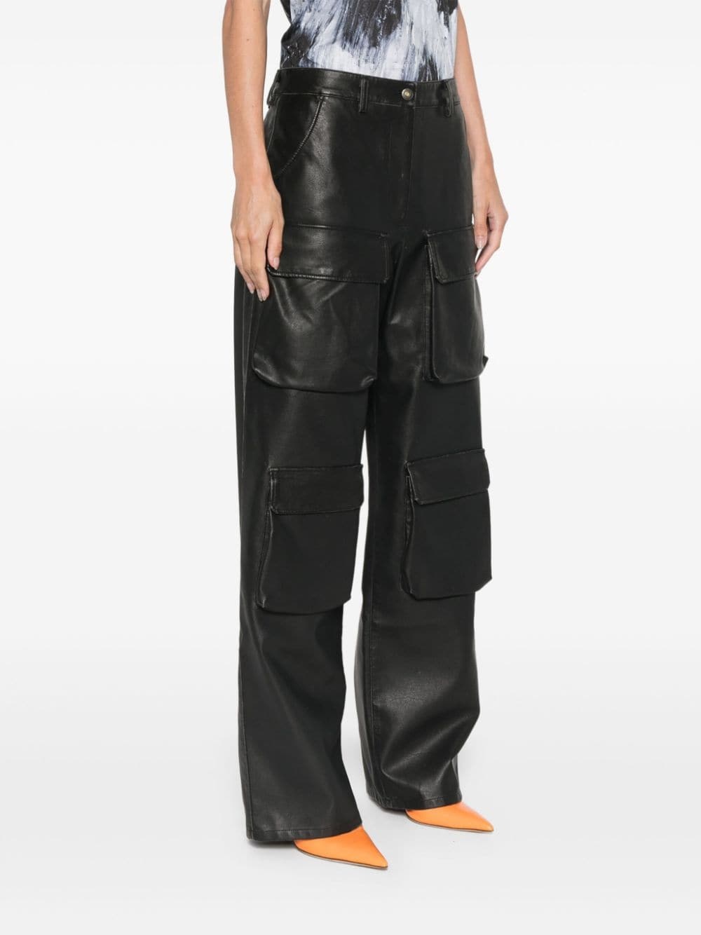 faux-leather cargo pants - 3