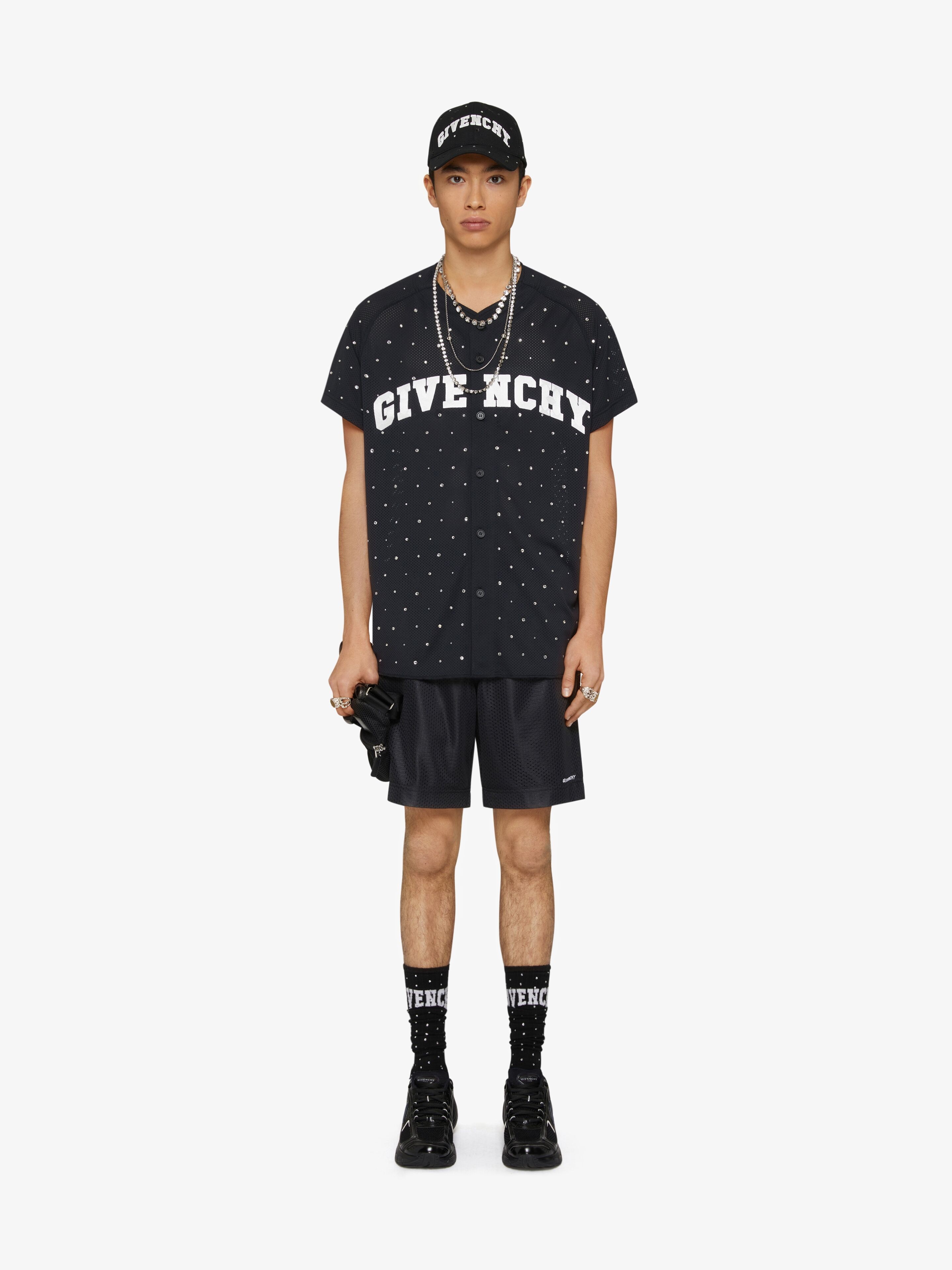 GIVENCHY COLLEGE BASEBALL SHIRT IN MESH WITH STUDS - 2