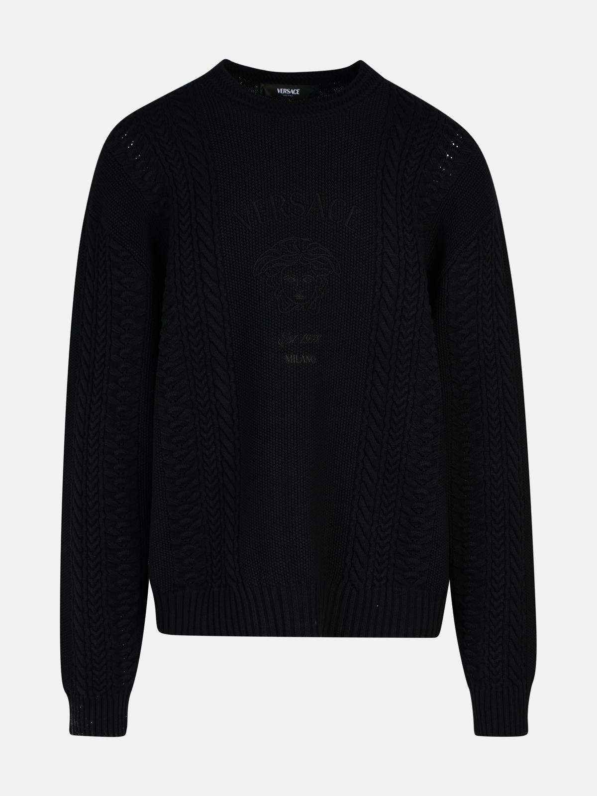 BLACK COTTON BLEND SWEATER - 1