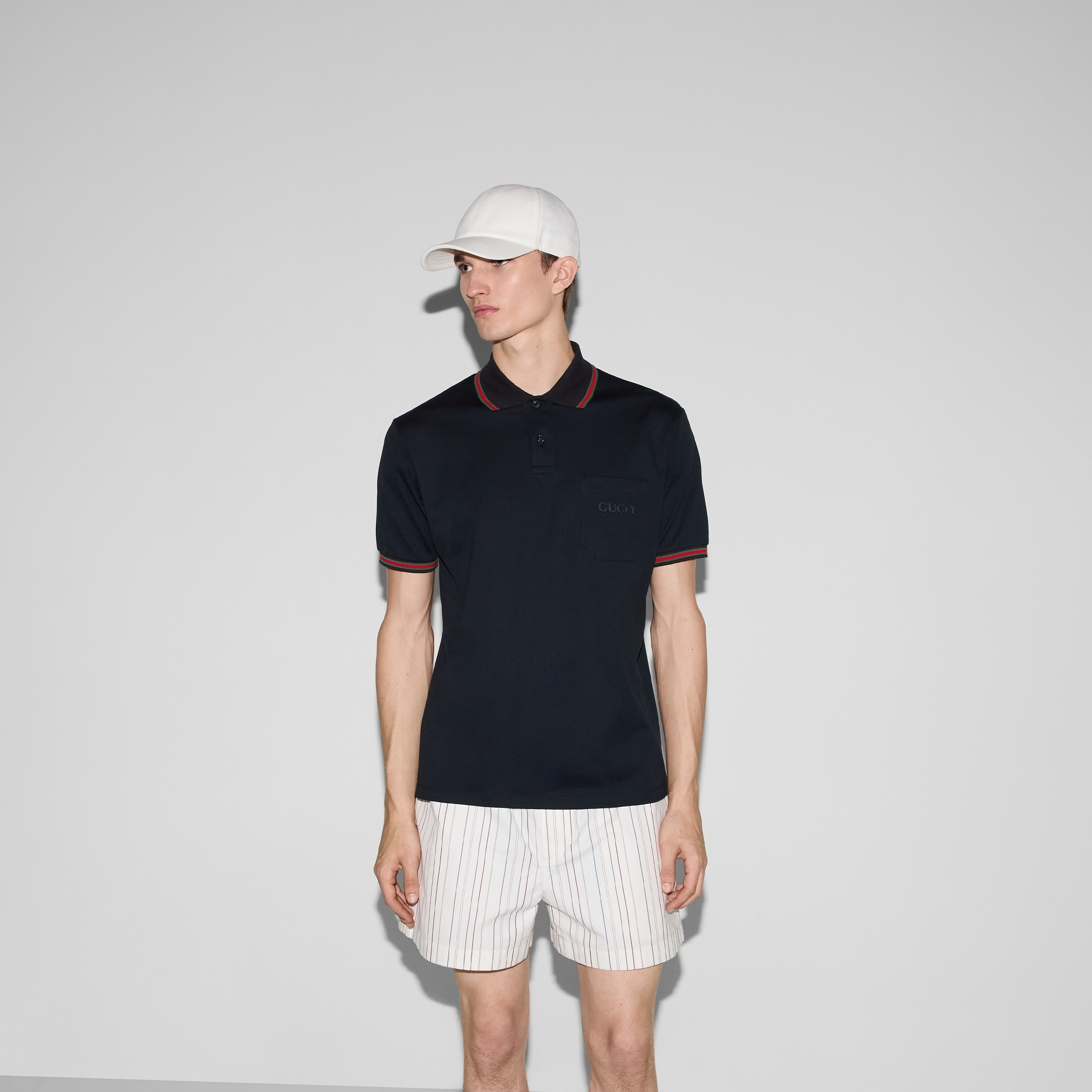 Embroidered stretch cotton polo shirt - 3
