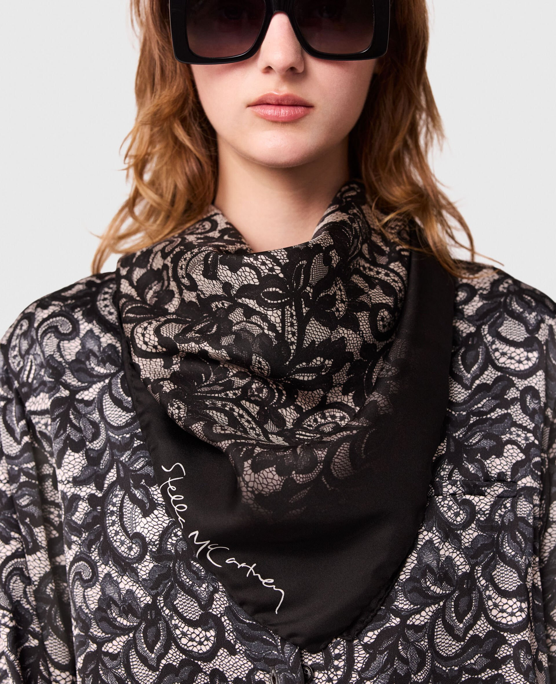 Lace Print Square Scarf - 5