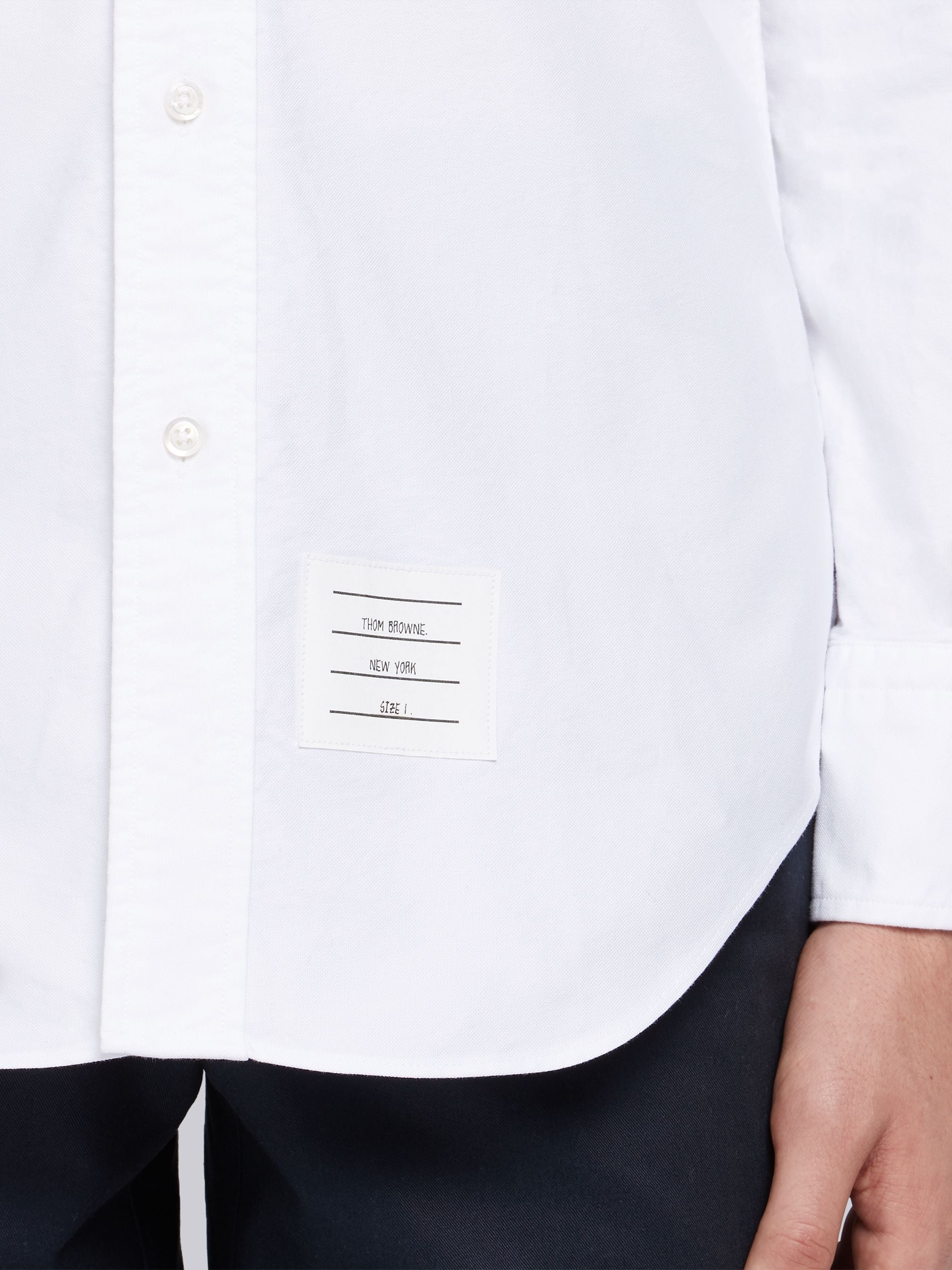 White Cotton Oxford Grosgrain Placket Shirt - 6