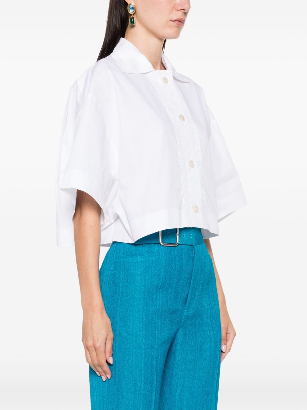 wave-appliquÃ© cropped shirt - 3