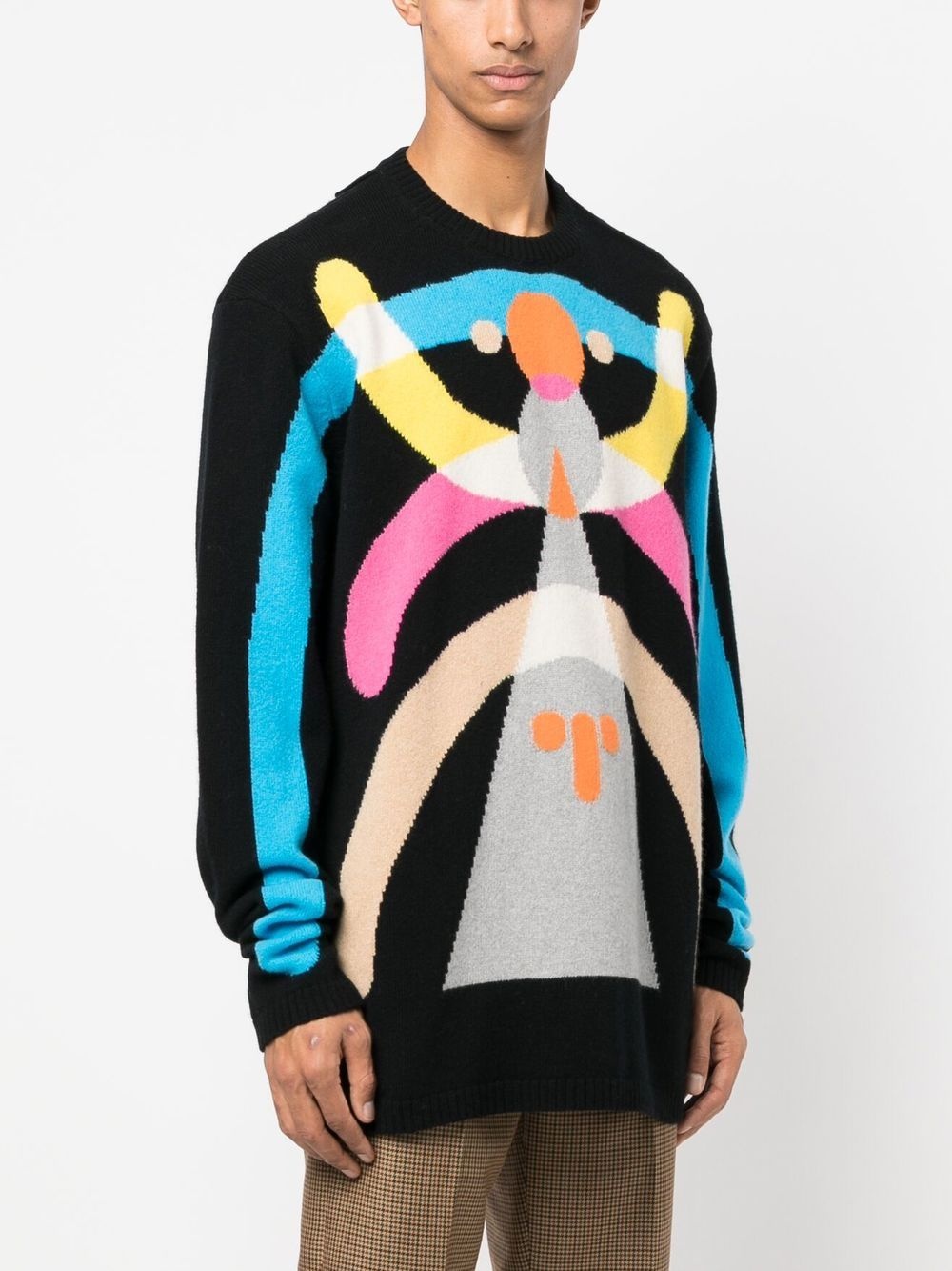 Hyper abstract-pattern detachable-collar jumper - 3