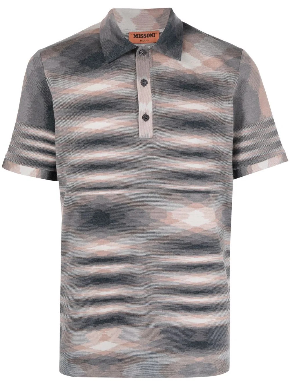 abstract-stripe wool polo shirt - 1