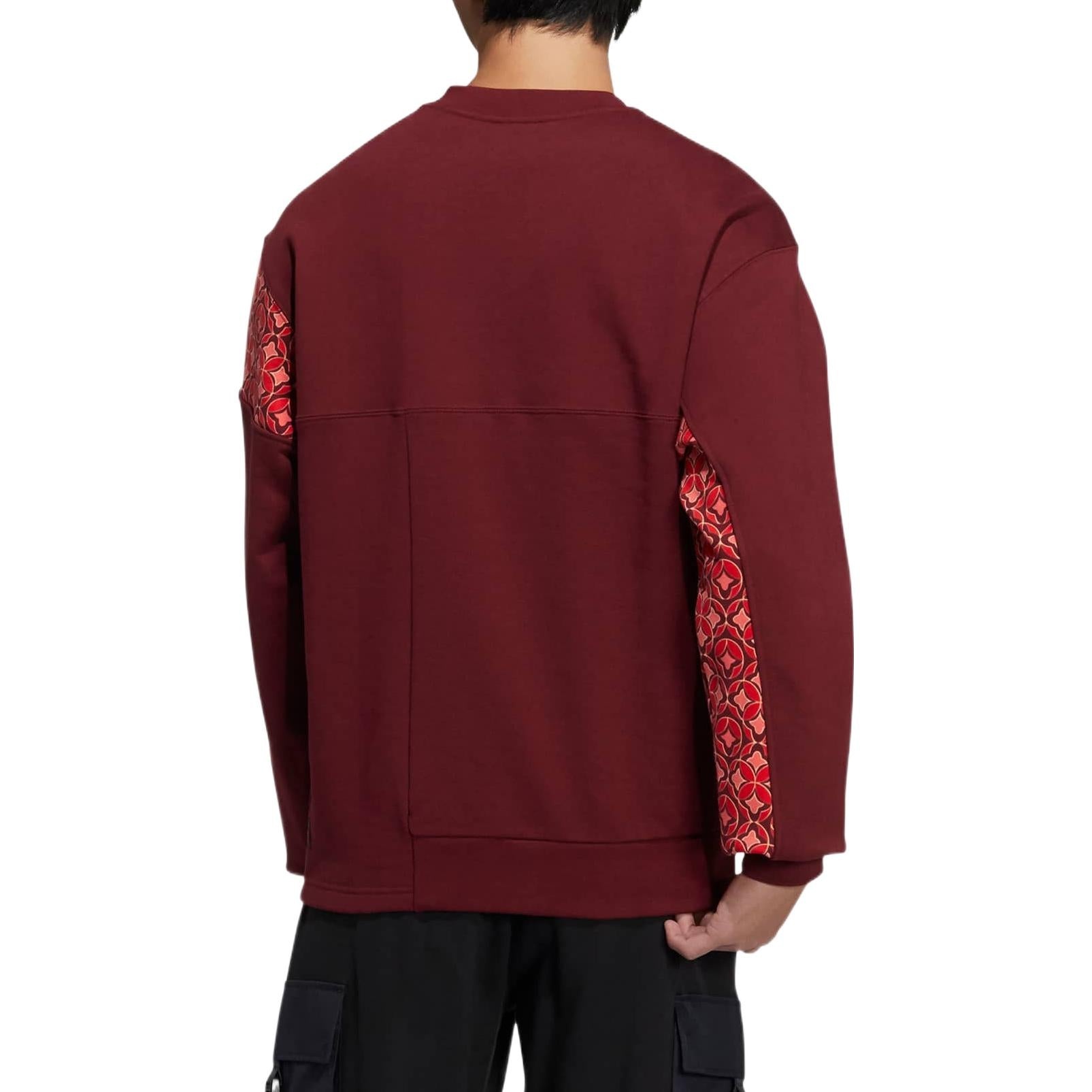 adidas originals CNY Limited Pattern Printing Sports Round Neck Pullover Brown Red HC0564 - 5