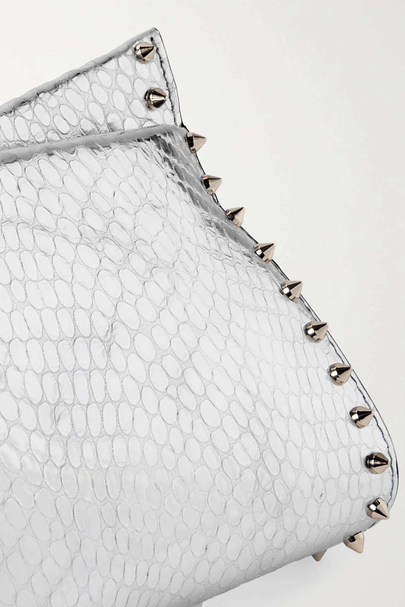 Loubitwist embossed snake-effect metallic leather clutch - 4