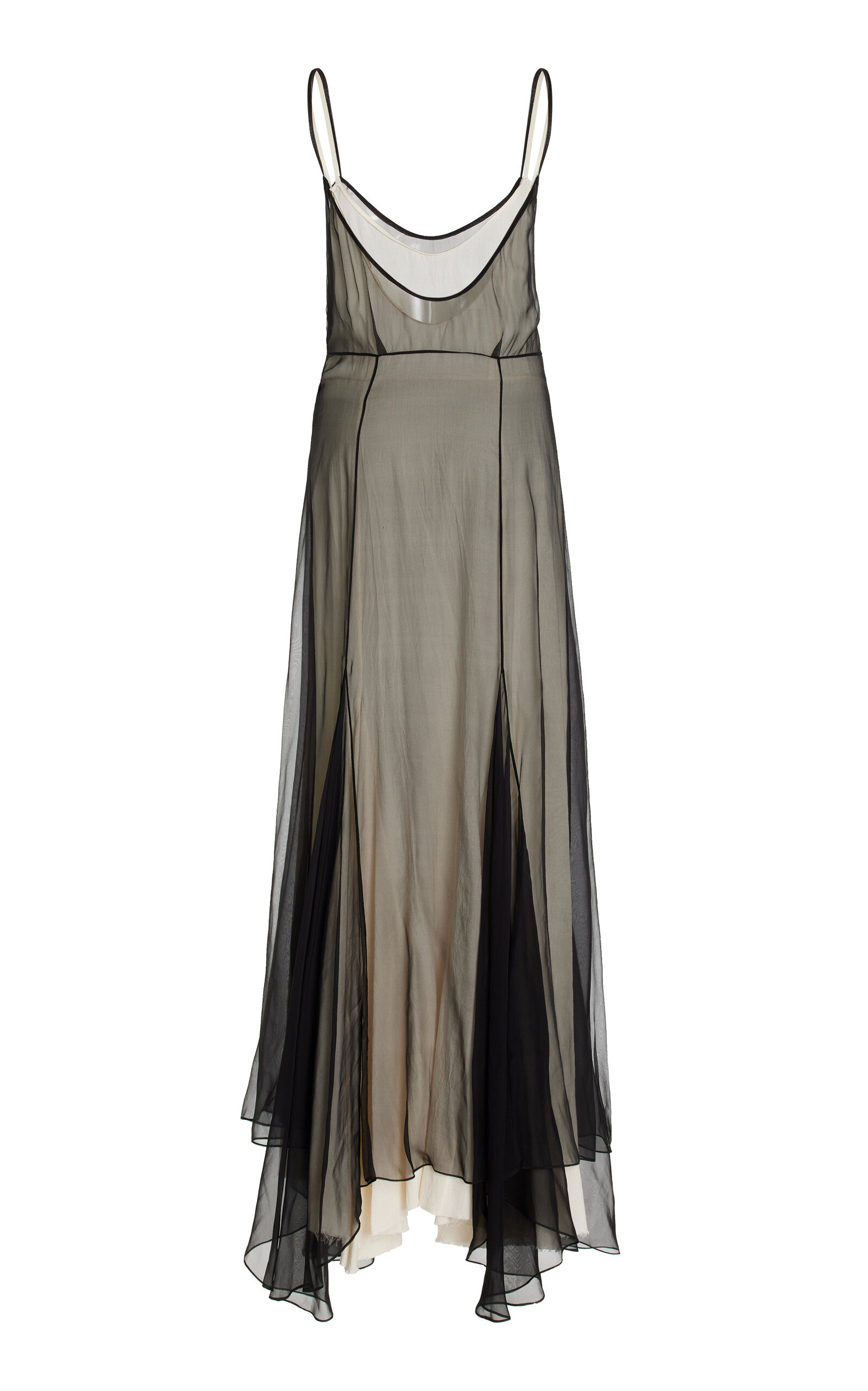 Silk Chiffon Godet Dress black/white - 5
