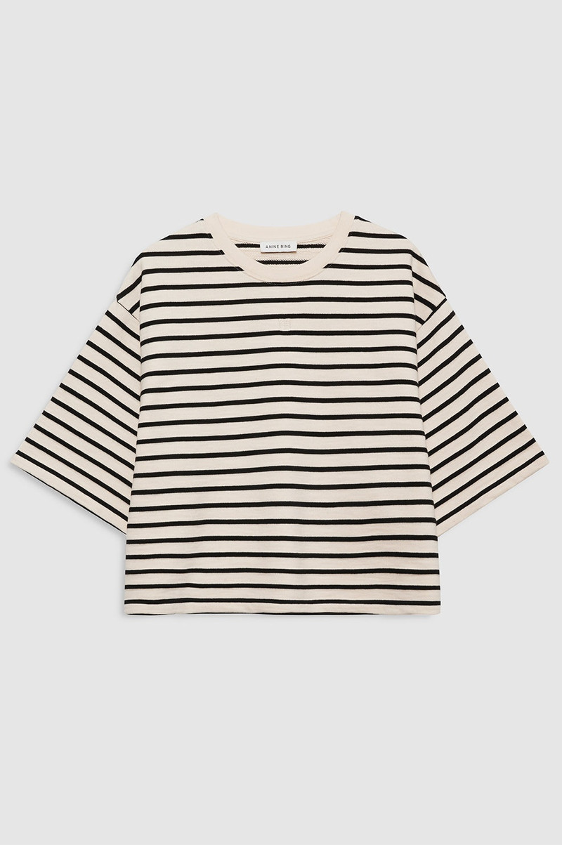 Myers Cropped Tee - Black Stripe French Terry 1