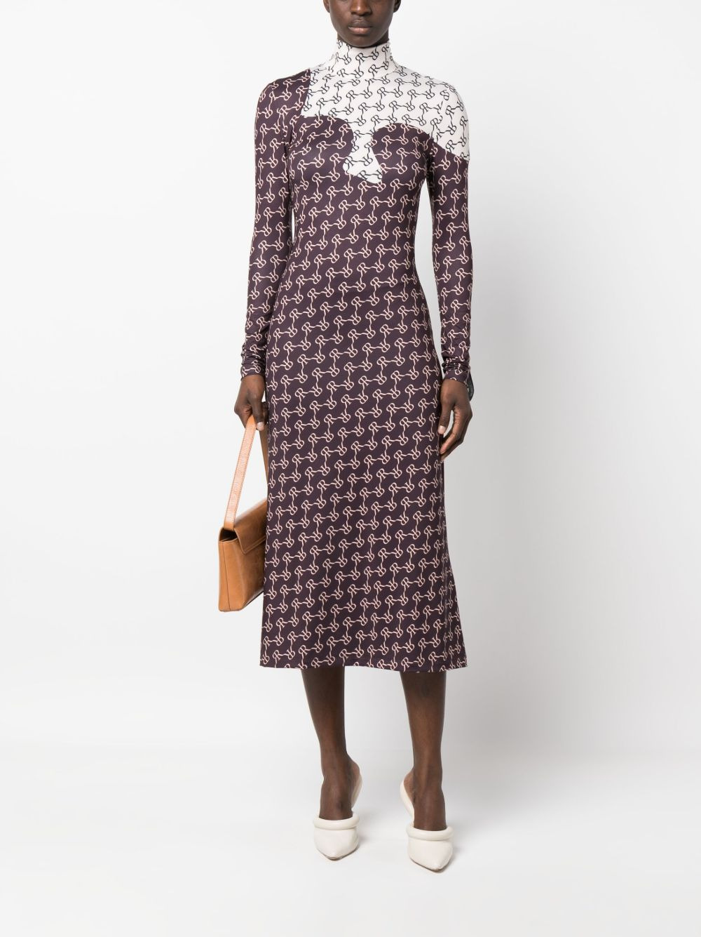 two-tone monogram midi dress - 2