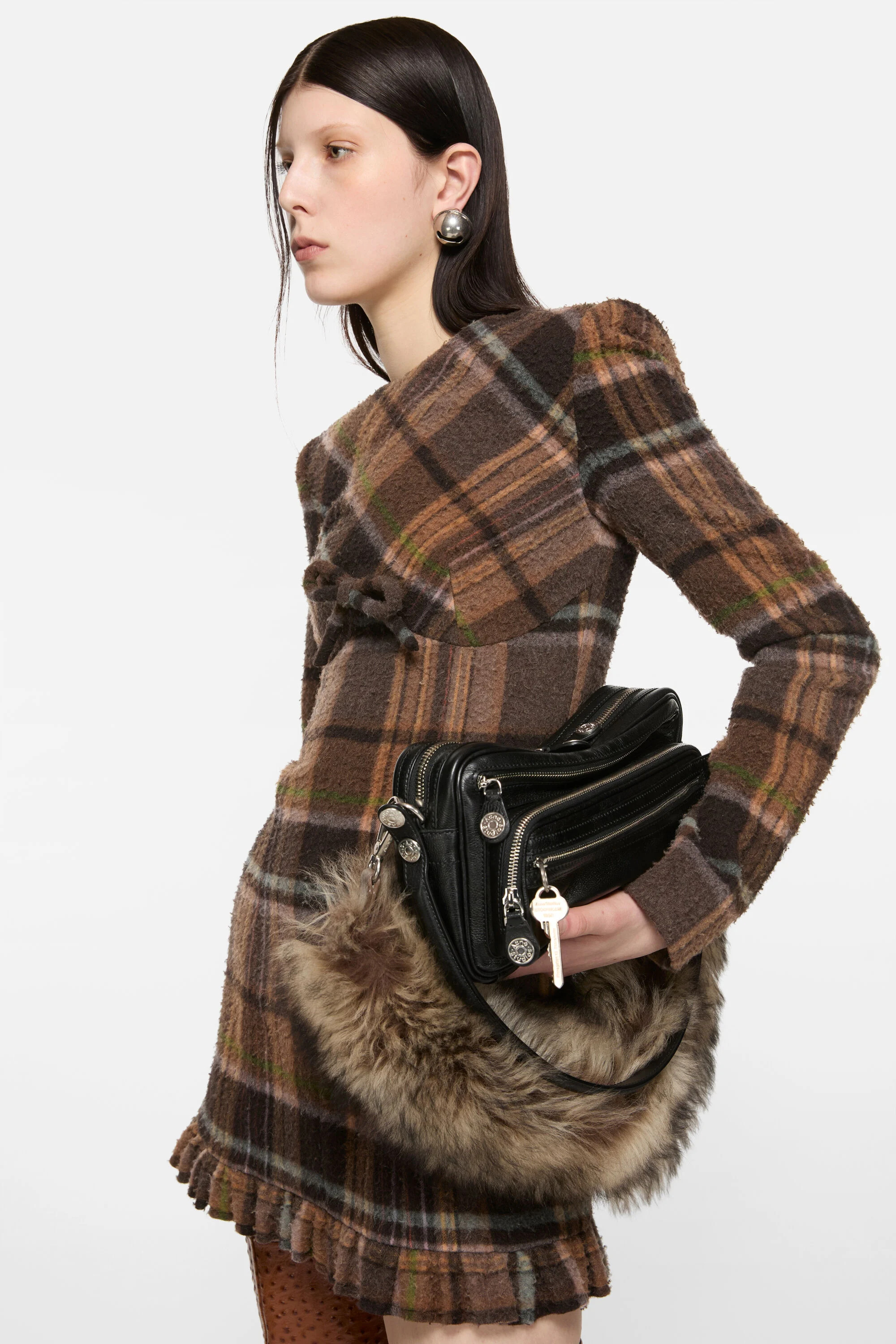 Wool mini dress - Multi brown - 4