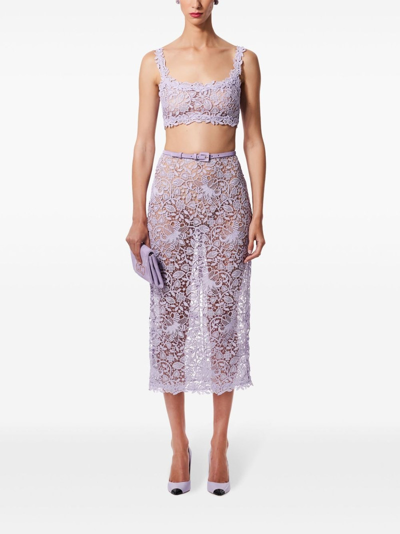 CAROLINA HERRERA floral-lace midi skirt outlook