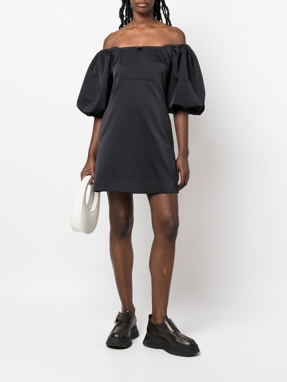 puff-sleeve Bardot mini dress - 2