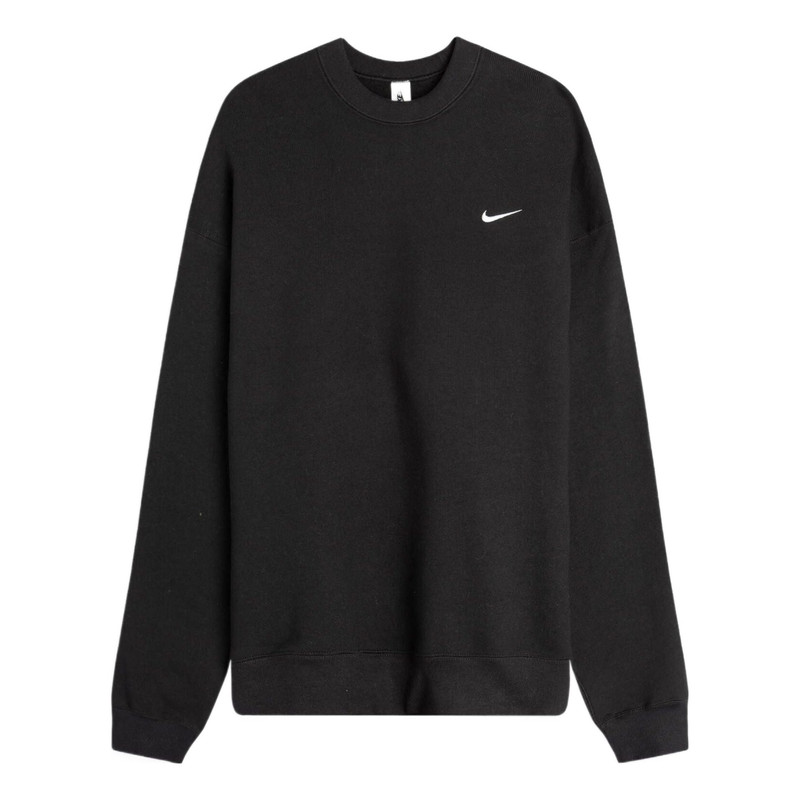 Nike Solo Swoosh Fleece Solid Color Logo Embroidered Long Sleeves Unisex Black CV0554-010 - 1