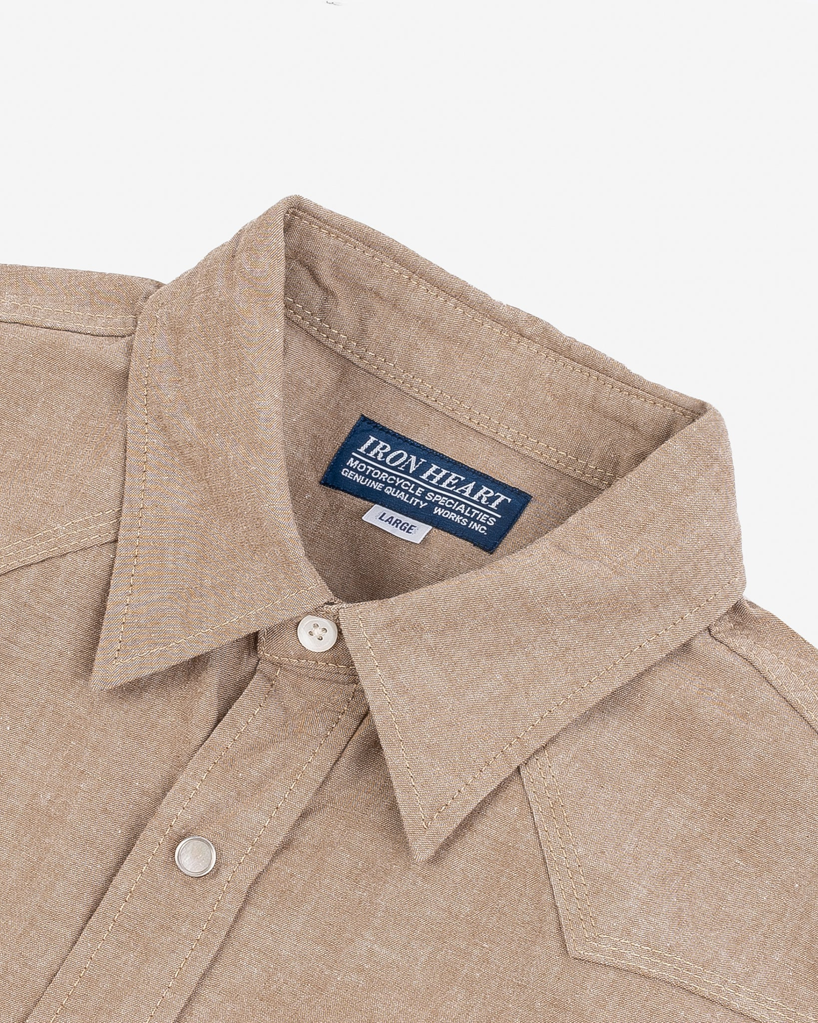 IHSH-315-KHA 10oz Selvedge Chambray Western Shirt - Khaki - 6