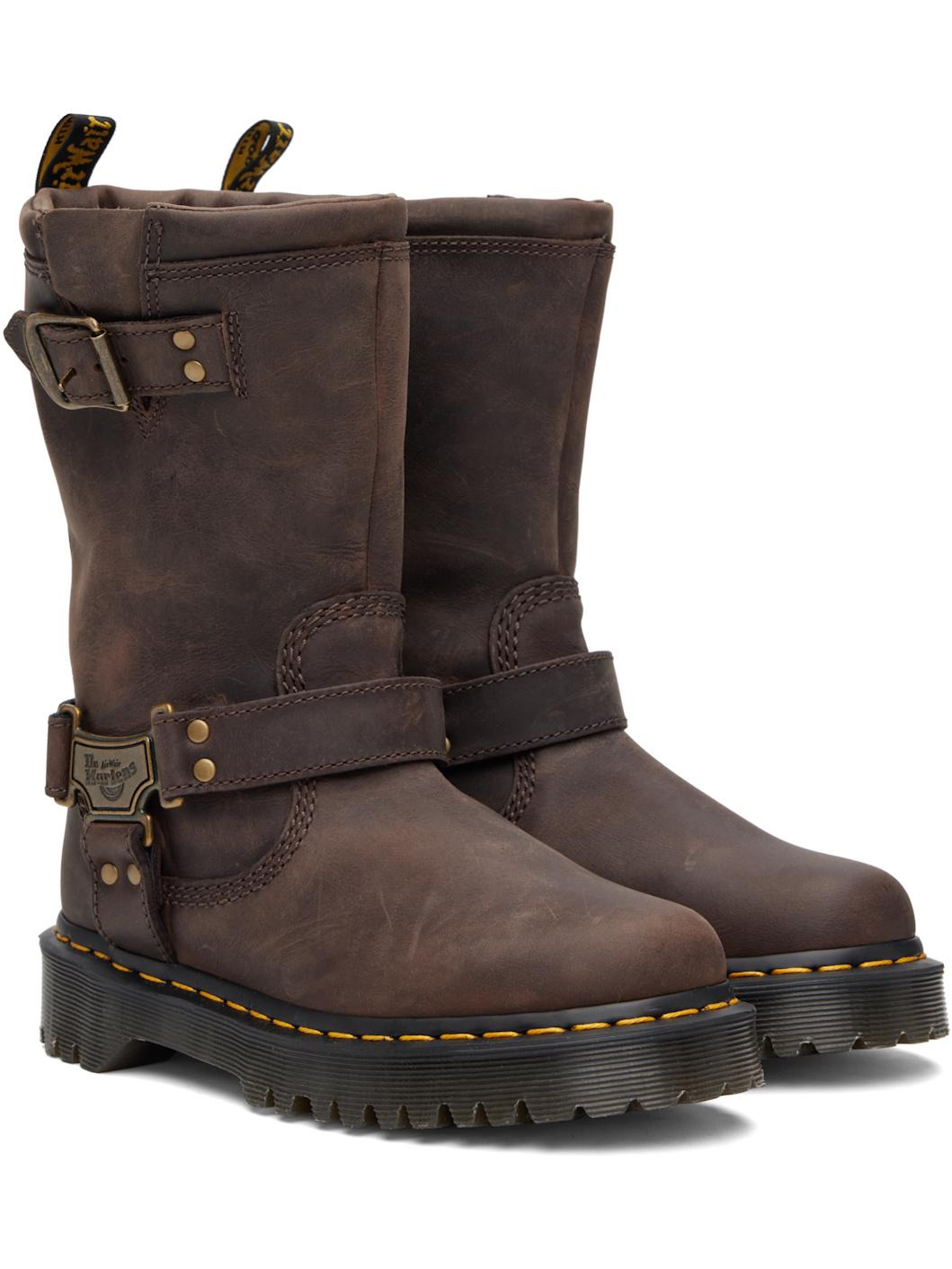 Brown Anistone Hi Leather Biker Boots - 4