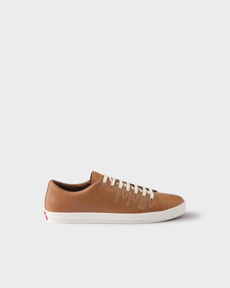 Prada Aged-effect leather sneakers outlook