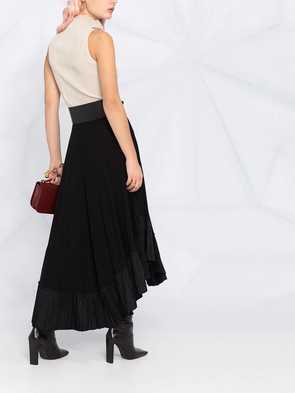 asymmetric draped skirt - 4