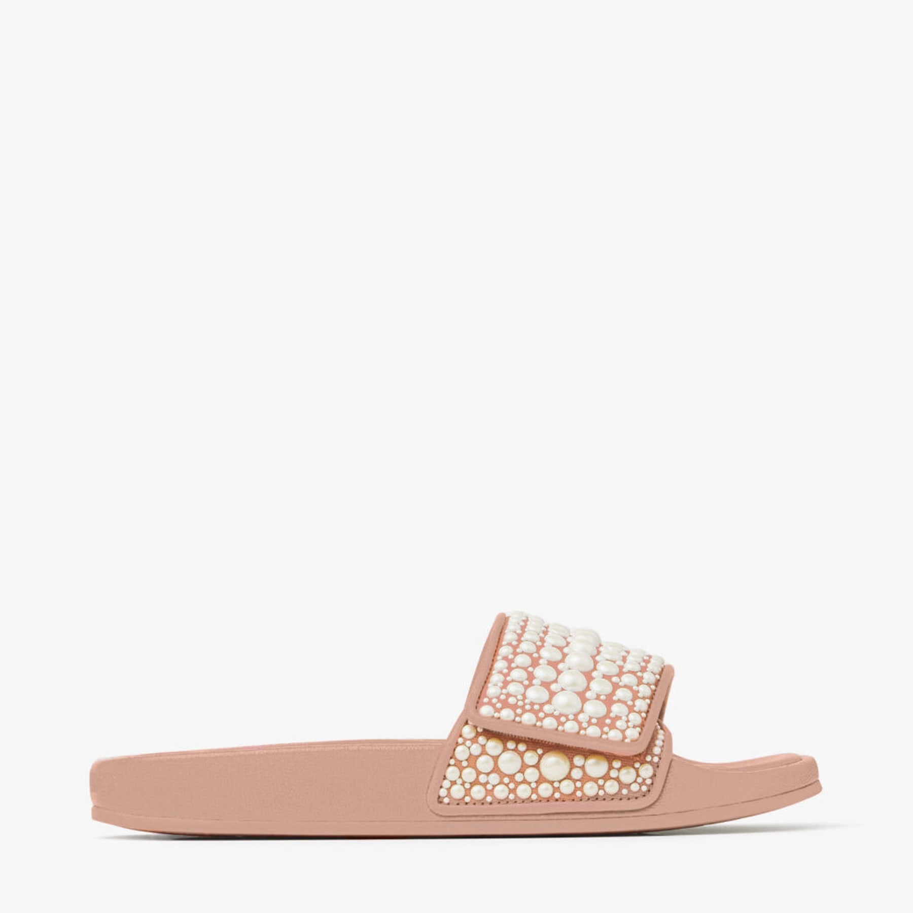 Fitz/F
Ballet Pink Canvas and Leather Slides with Pearl Embellishment - 1