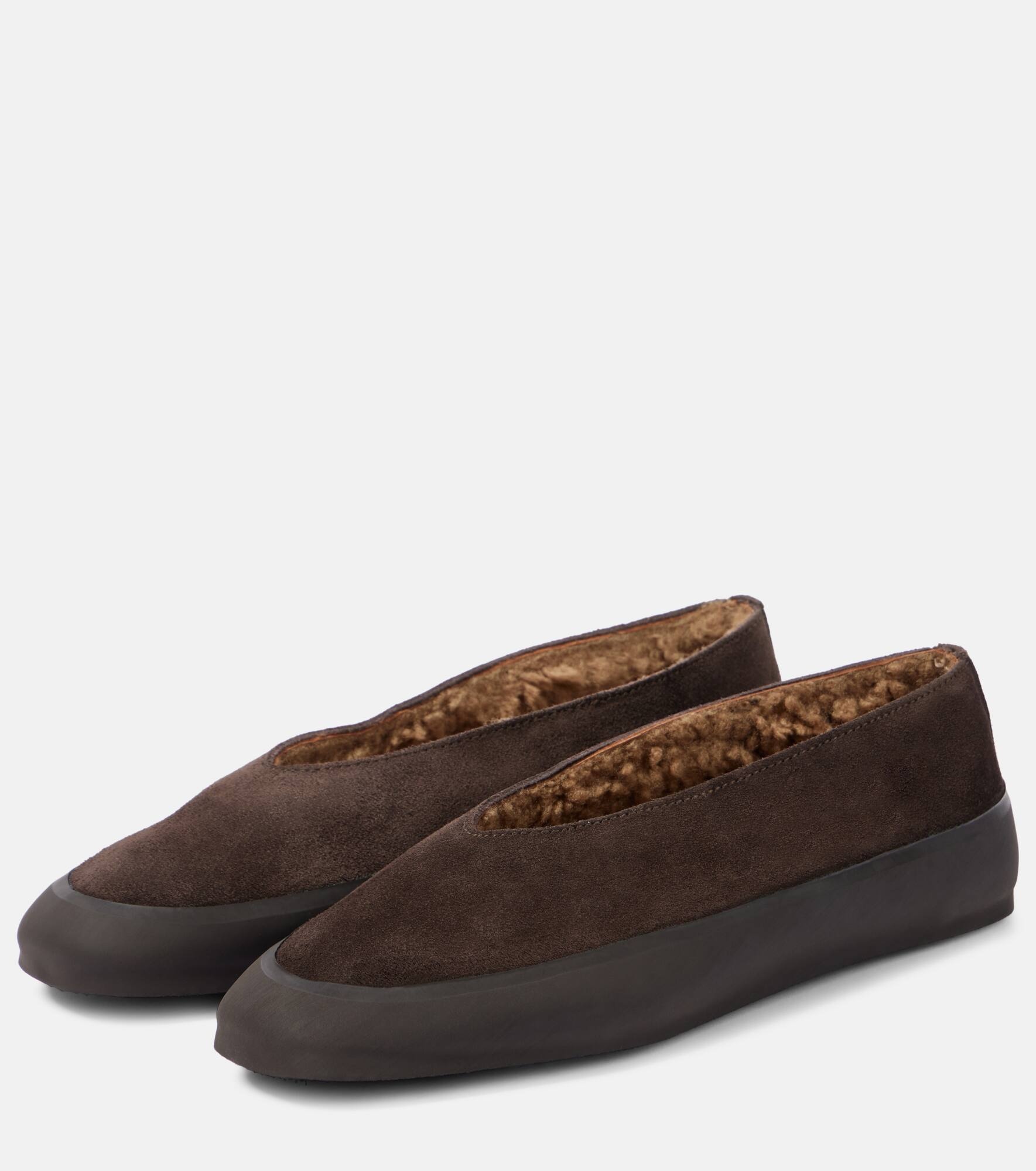 Apres Ski shearling-lined suede ballet flats - 4