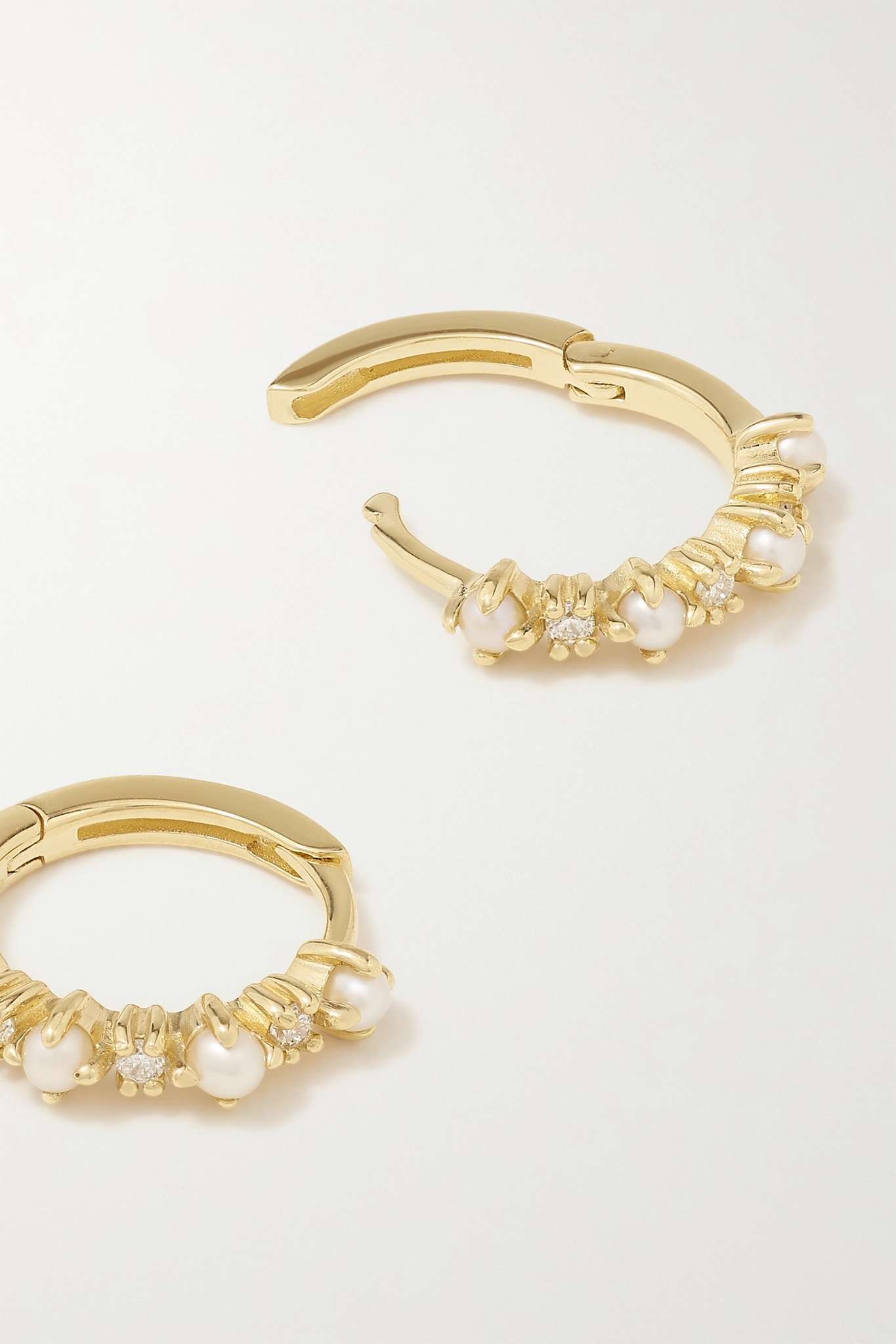 The Little Things 18-karat gold, diamond and pearl hoop earrings - 5