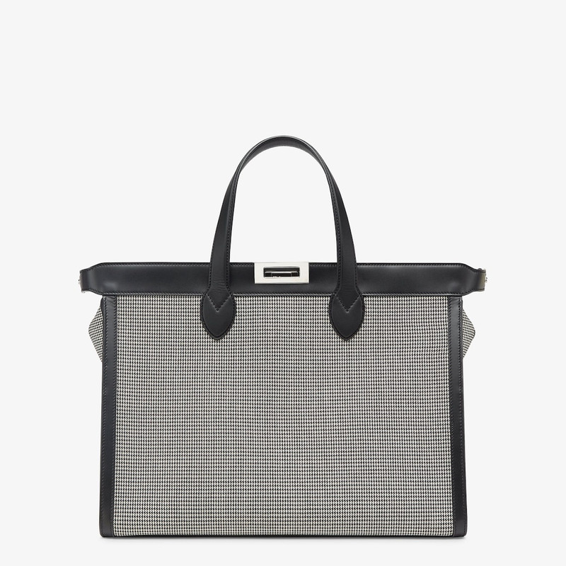 Peekaboo ISeeU Forty8 bag made of fabric with a black and white houndstooth micro motif embellished  2